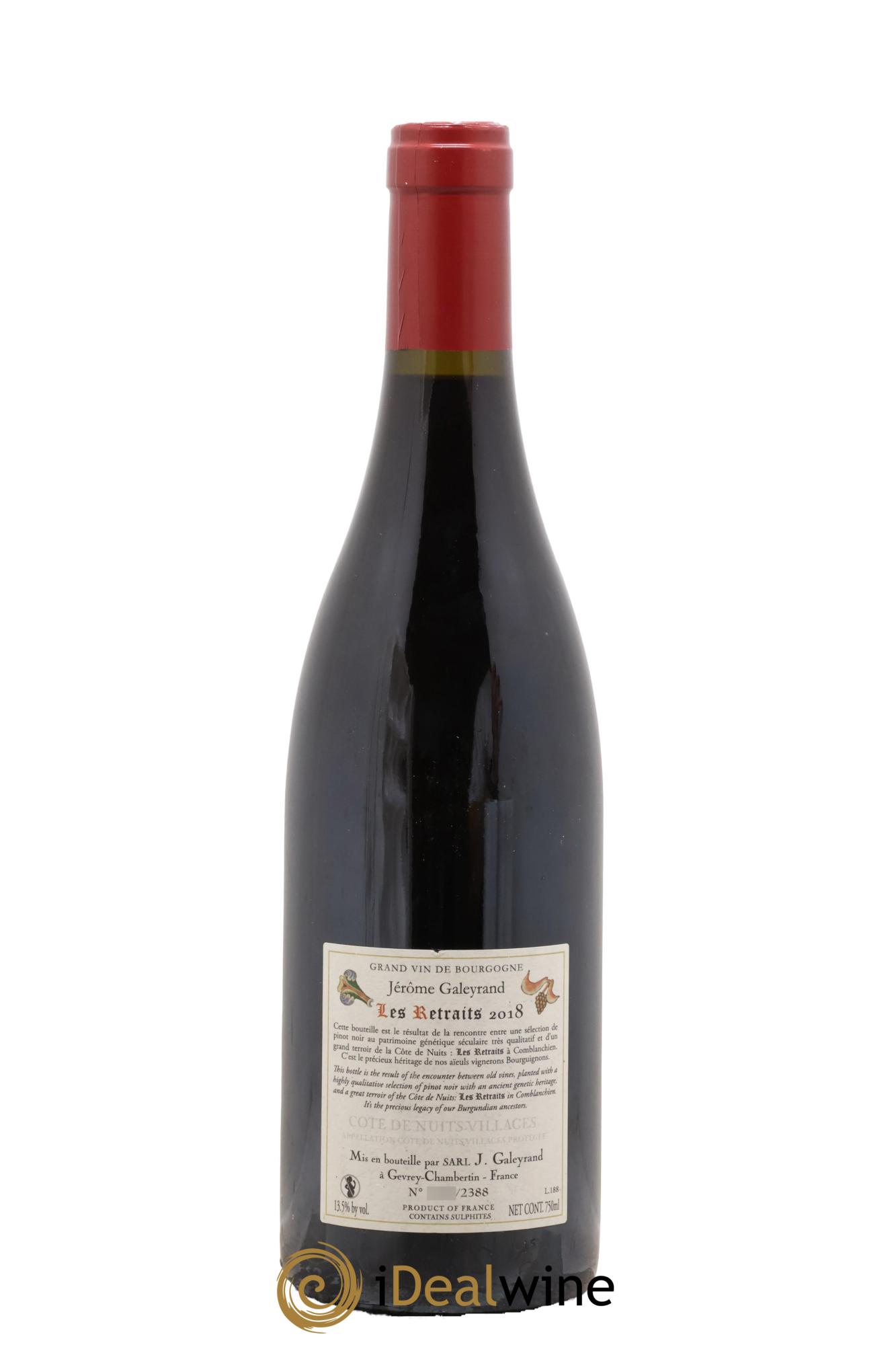 Côte de Nuits-Villages Les Retraits Jérôme Galeyrand 2018 - Lot de 1 bouteille - 1