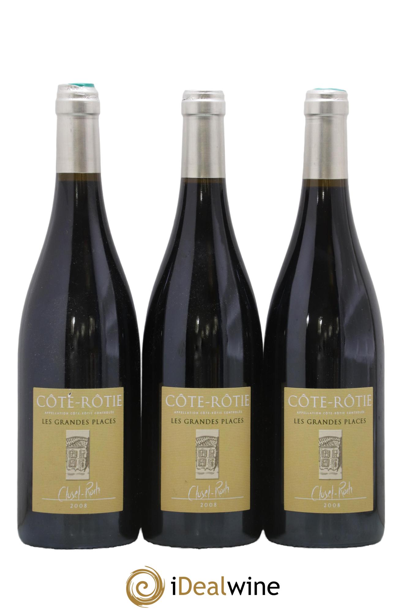 Côte-Rôtie Les Grandes Places Clusel-Roch 2008 - Lotto di 3 bottiglie - 0
