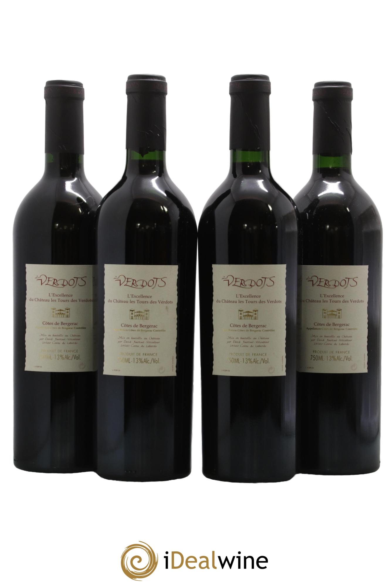 Côtes de Bergerac Les Verdots L'Excellence David Fourtout 2000 - Posten von 4 Flaschen - 1