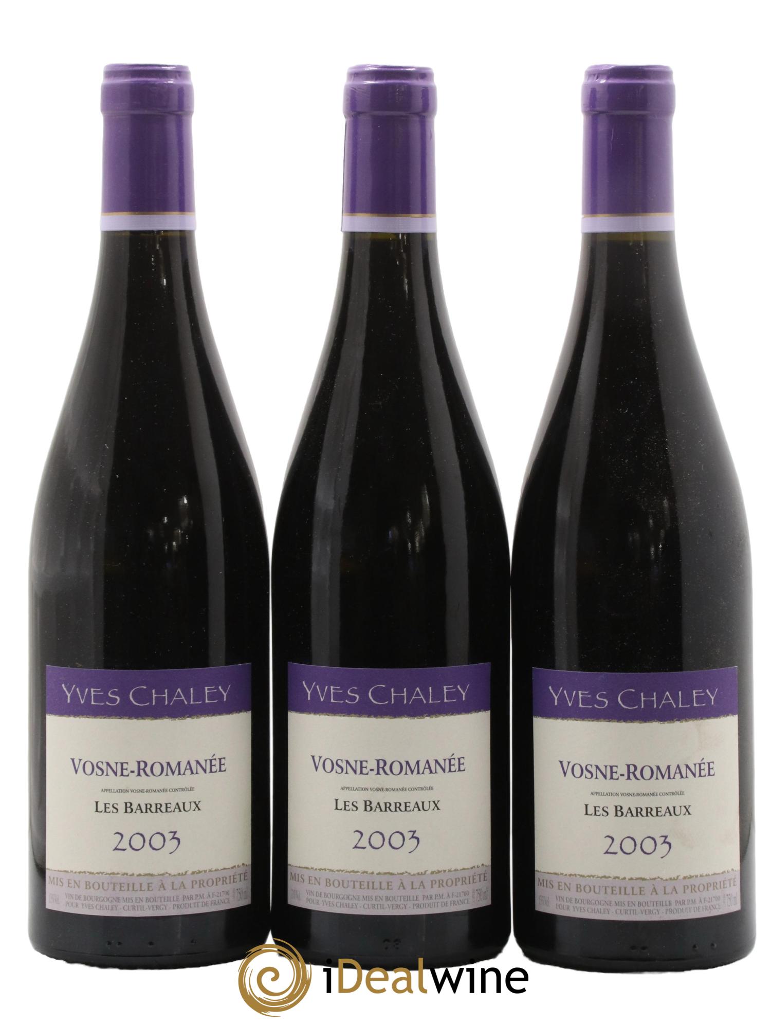 Vosne-Romanée Les Barreaux Yves Chaley 2003 - Posten von 3 Flaschen - 0