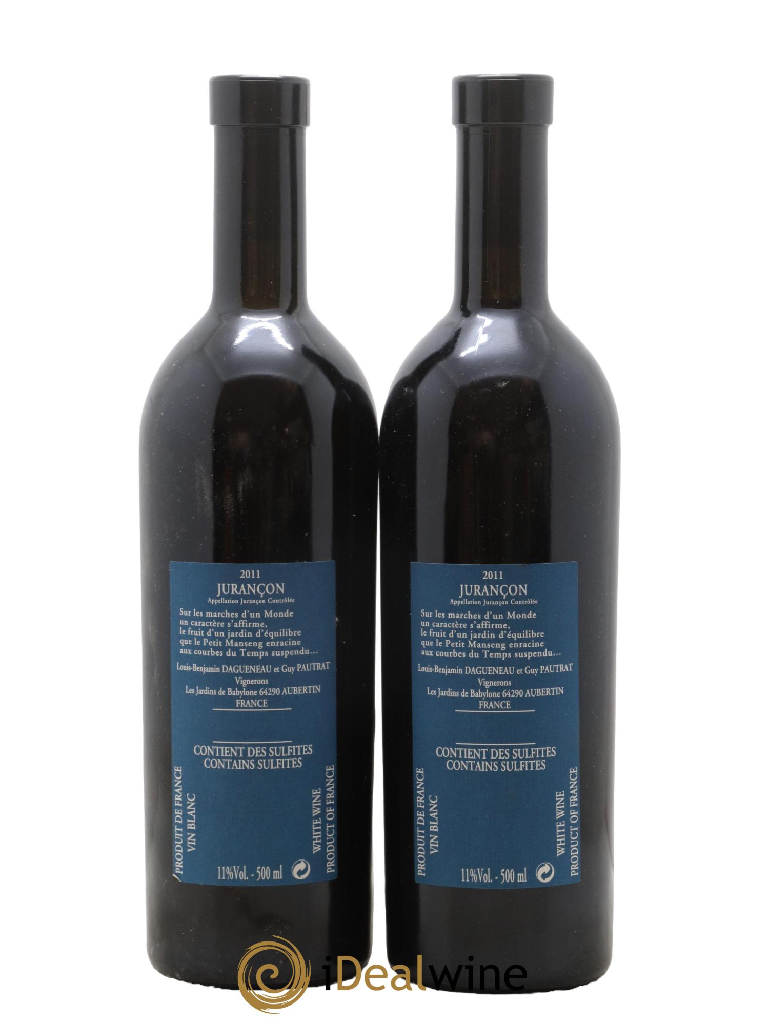 Vin de France (anciennement Jurançon) Jardins de Babylone Didier Dagueneau 2011 - Lot de 2 format 50cls - 1