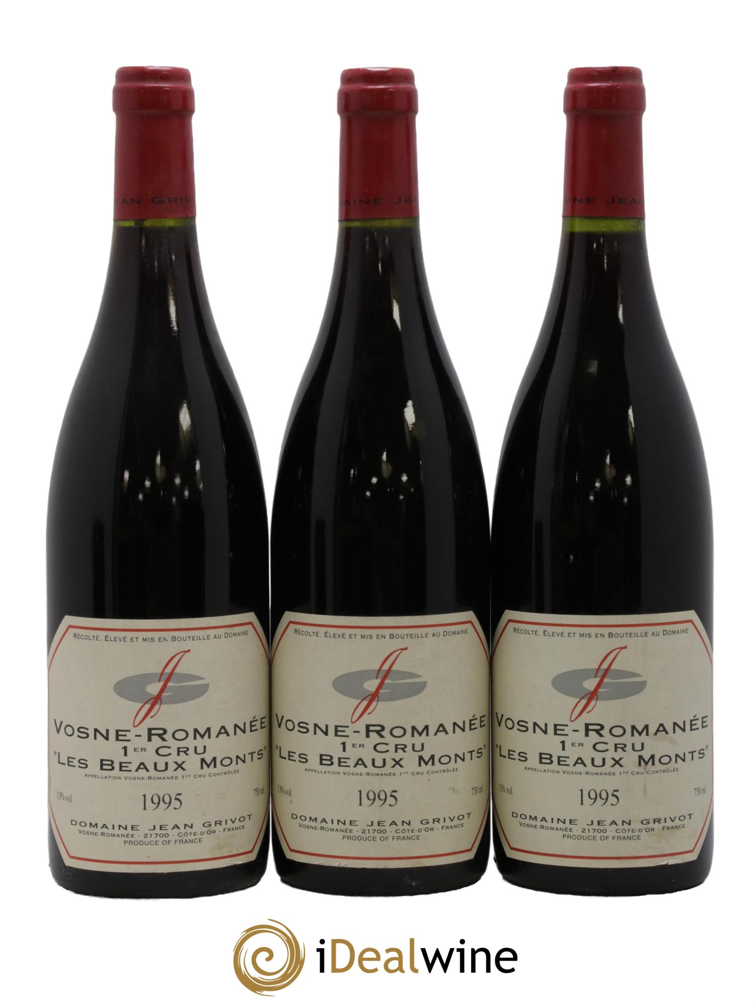 Vosne-Romanée 1er Cru Les Beaux-Monts Jean Grivot 1995 - Lot de 3 bouteilles - 0