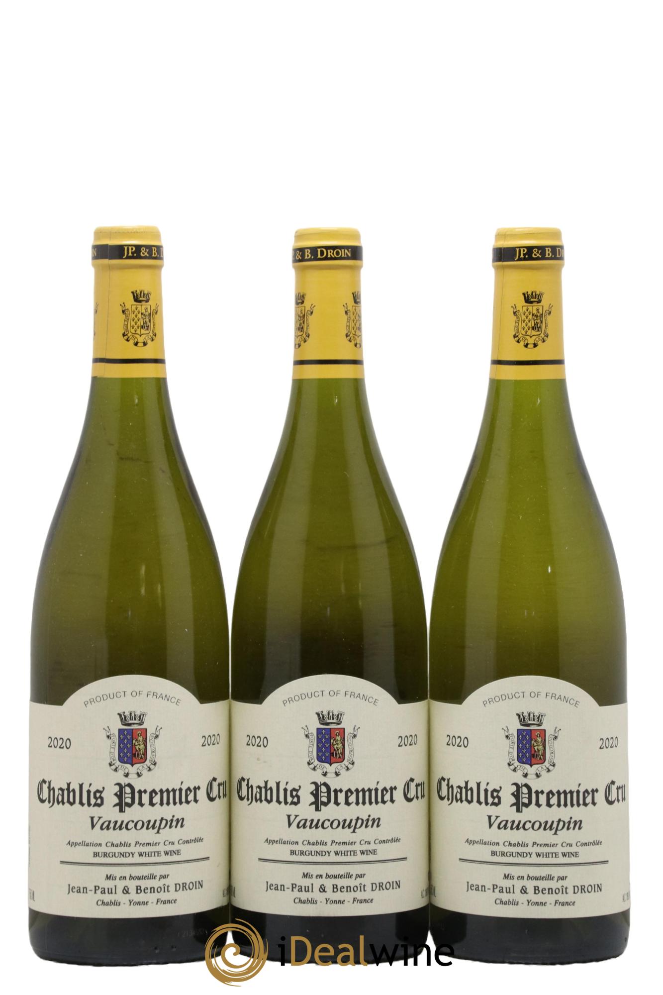 Chablis 1er Cru Vaucoupin Jean-Paul & Benoît Droin (Domaine) 2020 - Lot de 3 bouteilles - 0
