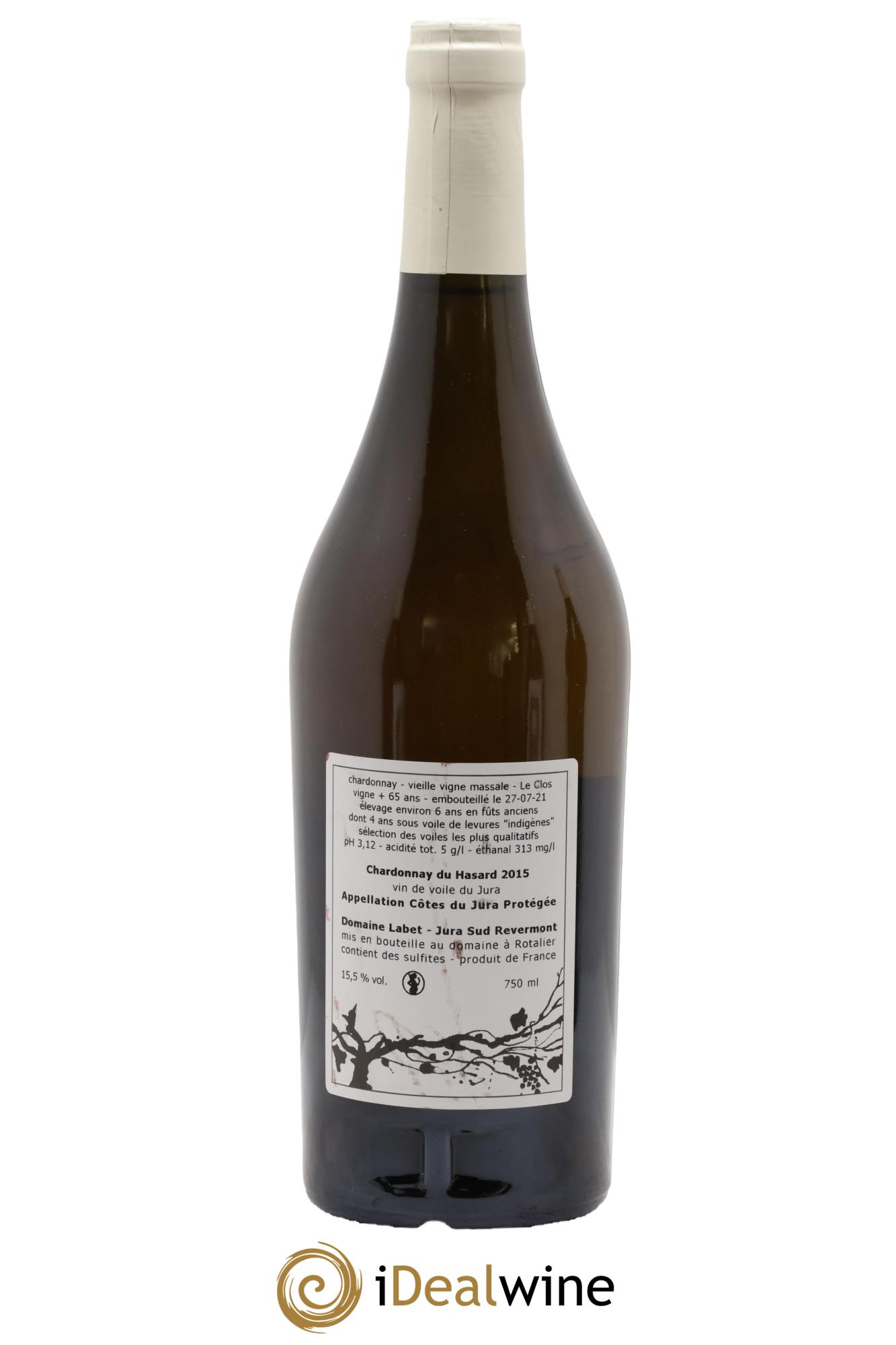 Côtes du Jura Vin de voile Chardonnay du Hasard Romain - Julien - Charline Labet 2015 - Lot de 1 bouteille - 1