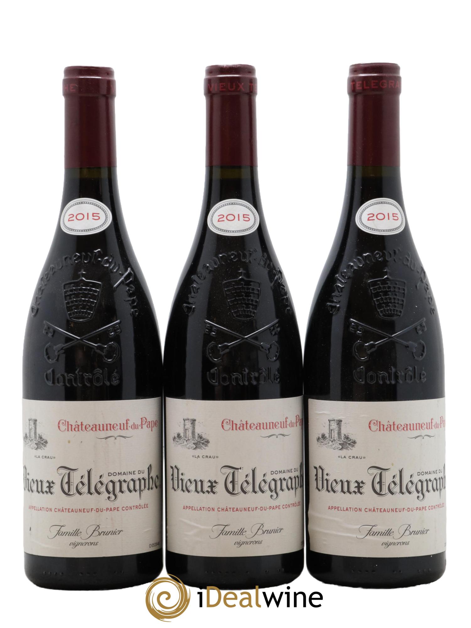 Châteauneuf-du-Pape Vieux Télégraphe (Domaine du) Vignobles Brunier 2015 - Lot de 3 bouteilles - 0