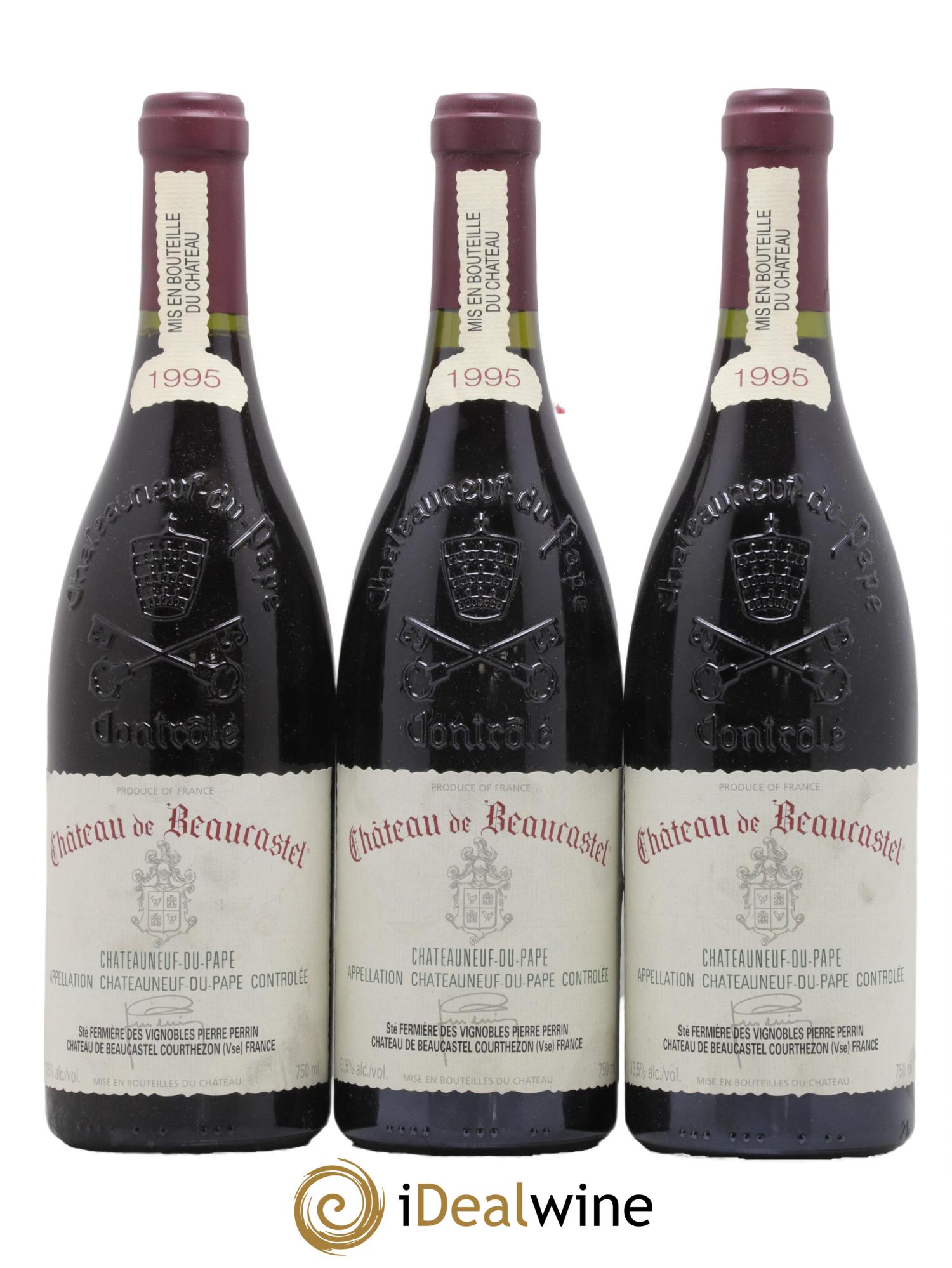 Châteauneuf-du-Pape Château de Beaucastel Famille Perrin 1995 - Lot de 3 bouteilles - 0