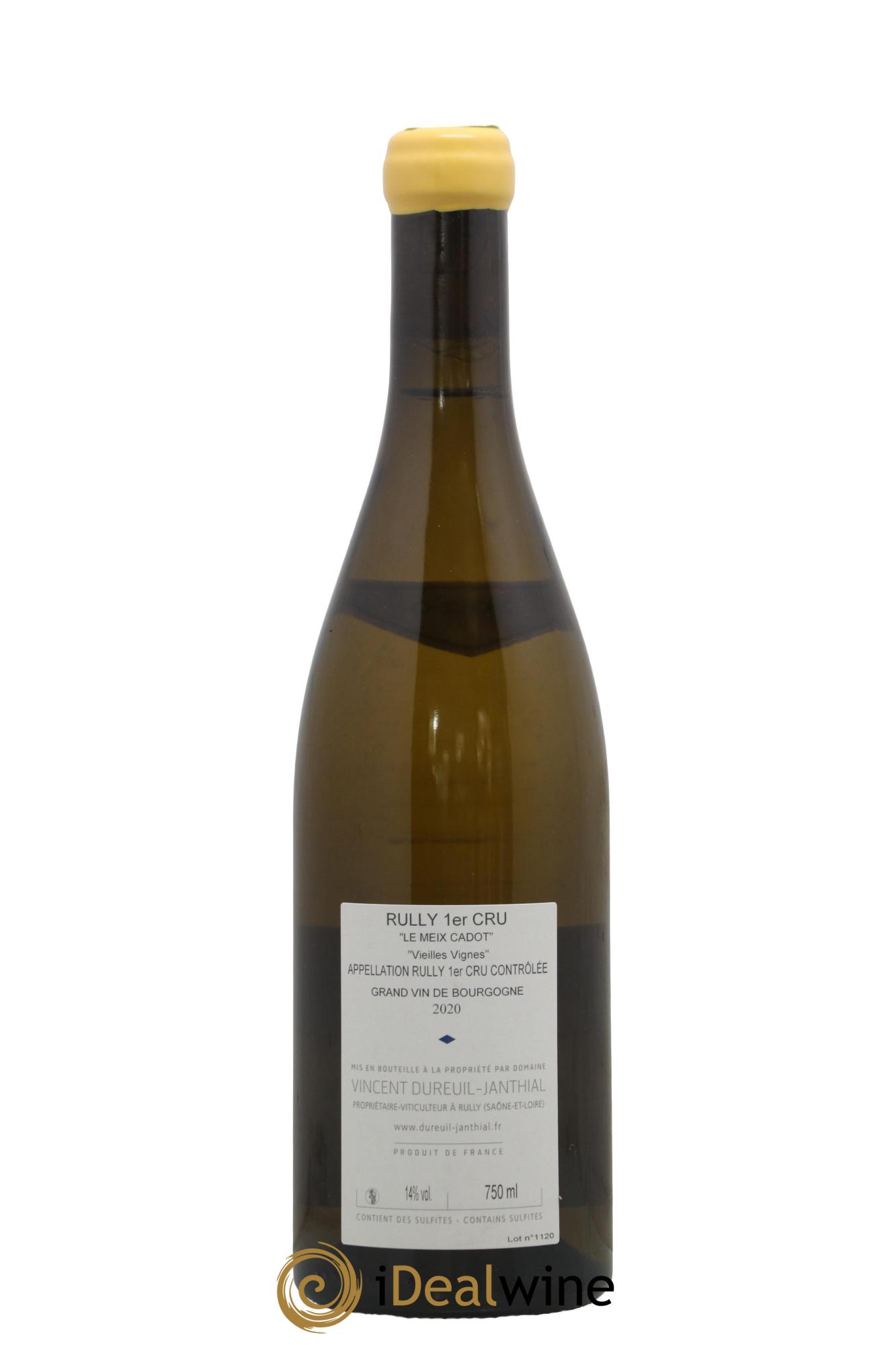 Rully 1er Cru Le Meix Cadot Vieilles Vignes Vincent Dureuil-Janthial 2020 - Lot de 1 bouteille - 1