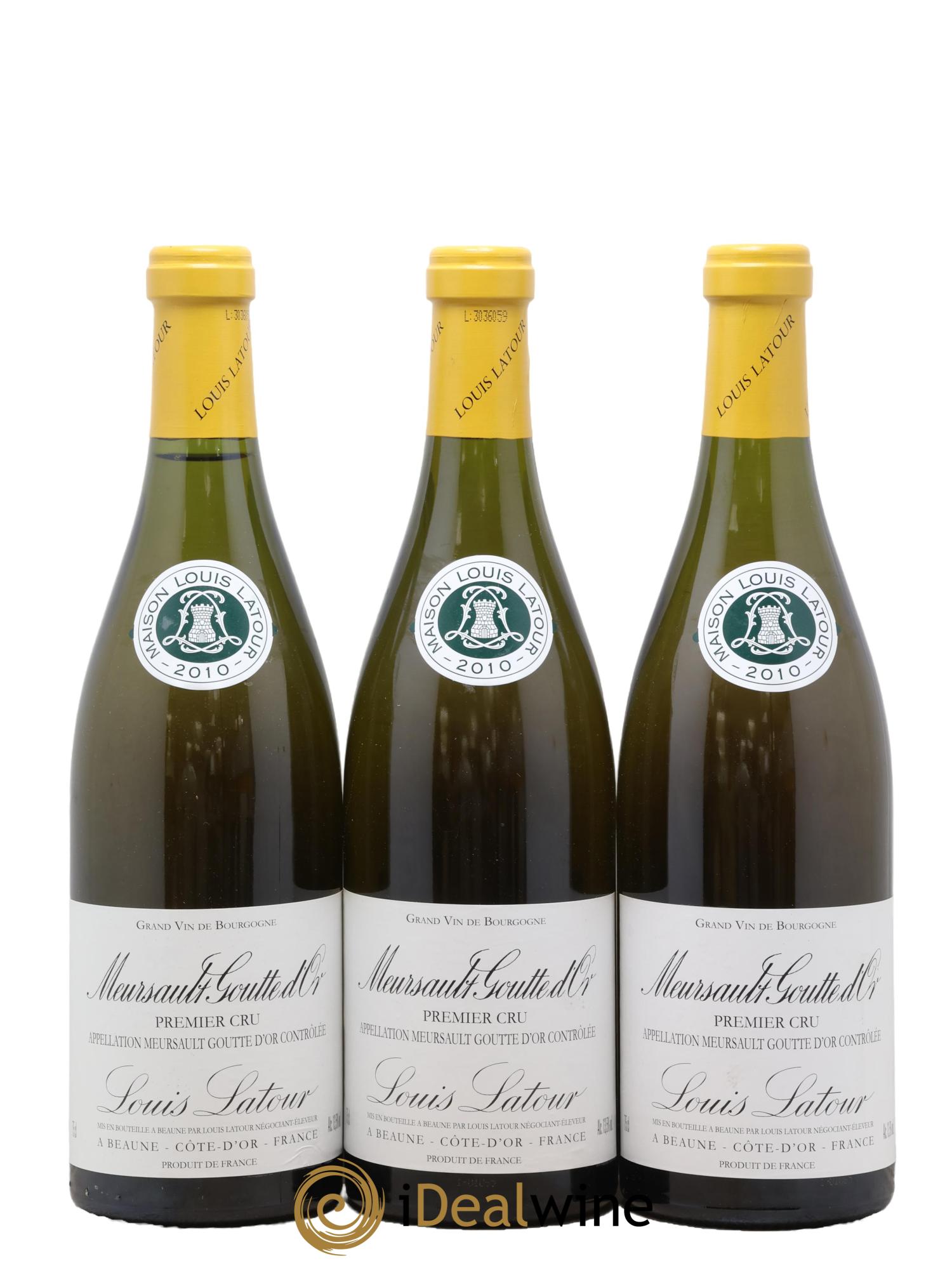 Meursault 1er Cru Goutte d'or Louis Latour 2010 - Lot de 3 bouteilles - 0