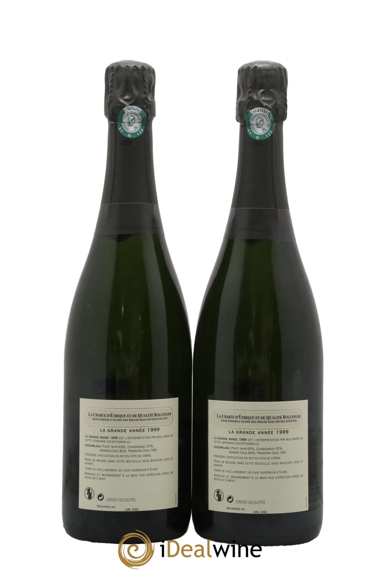 Grande Année Brut Bollinger  1999 - Lot of 2 bottles - 1