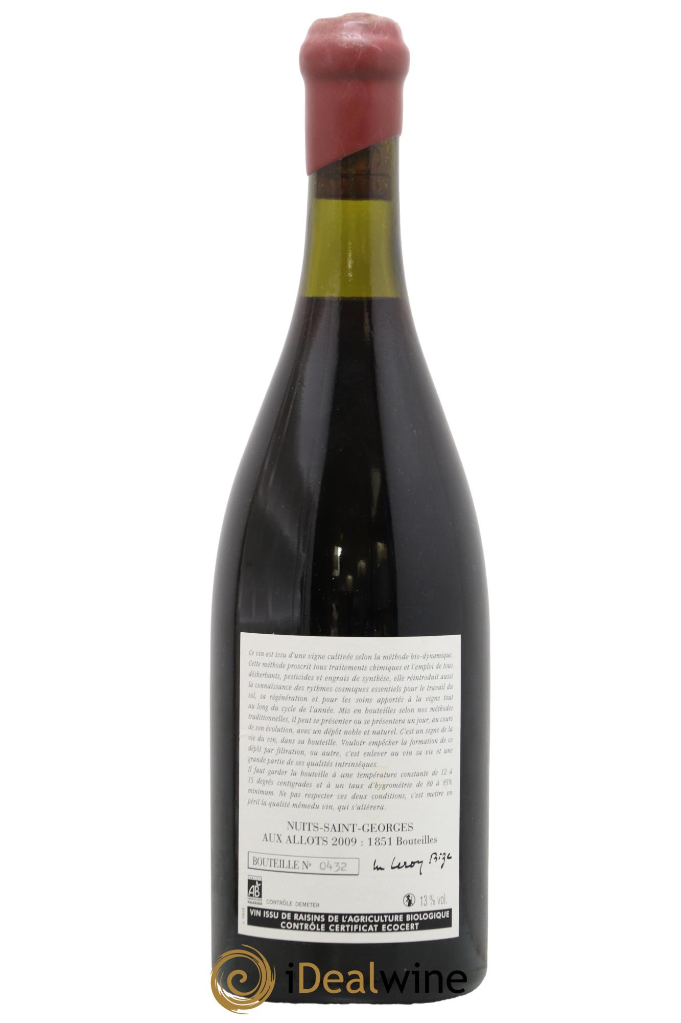 Nuits-Saint-Georges Aux Allots Leroy (Domaine) 2009 - Lot de 1 bouteille - 1