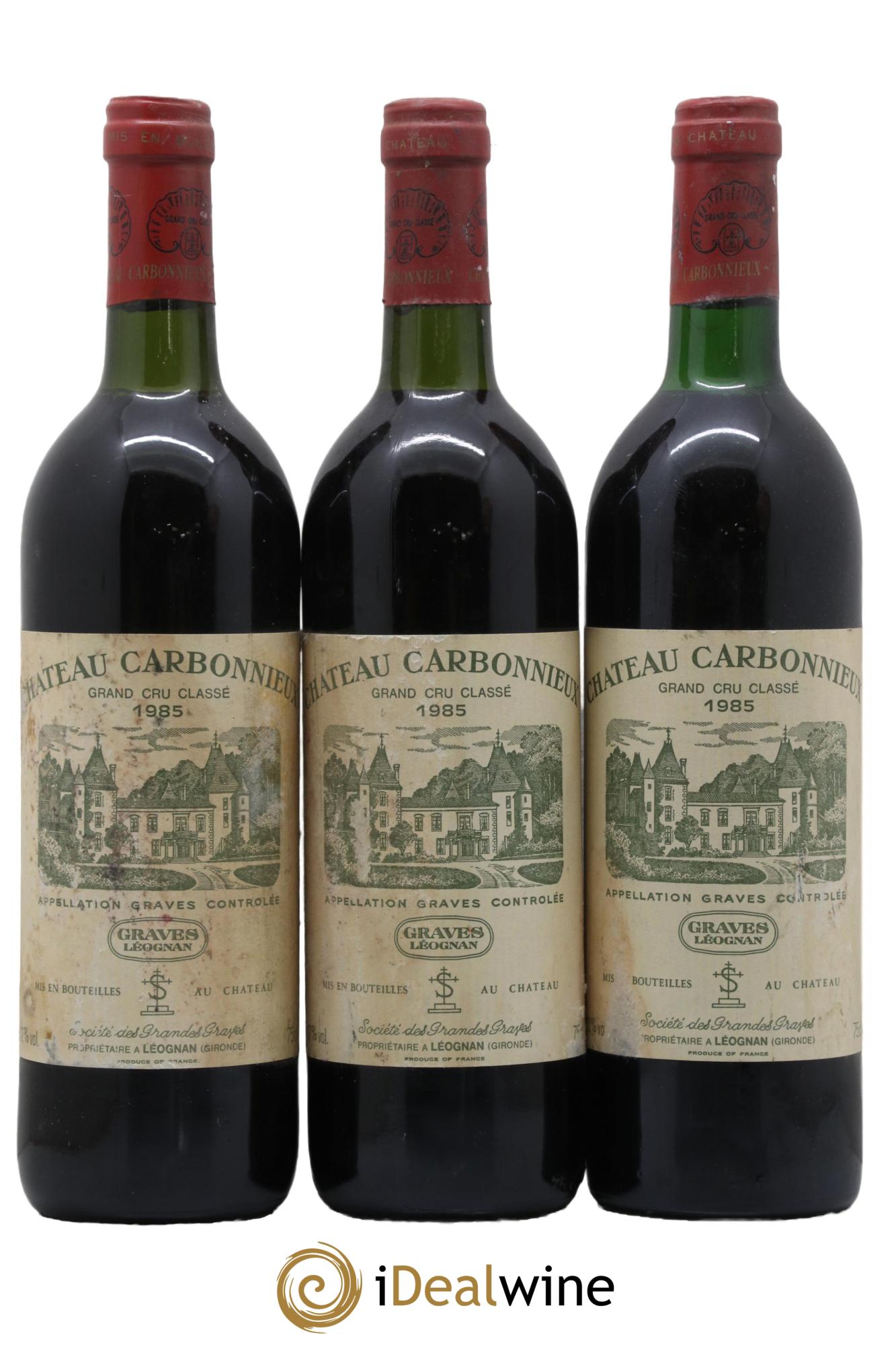 Château Carbonnieux Cru Classé de Graves 1985 - Lot de 3 bouteilles - 0