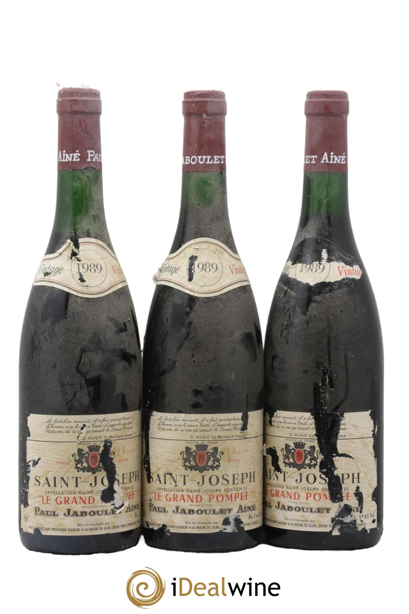 Saint-Joseph Le Grand Pompée Paul Jaboulet Ainé 1989 - Lot of 3 bottles - 0