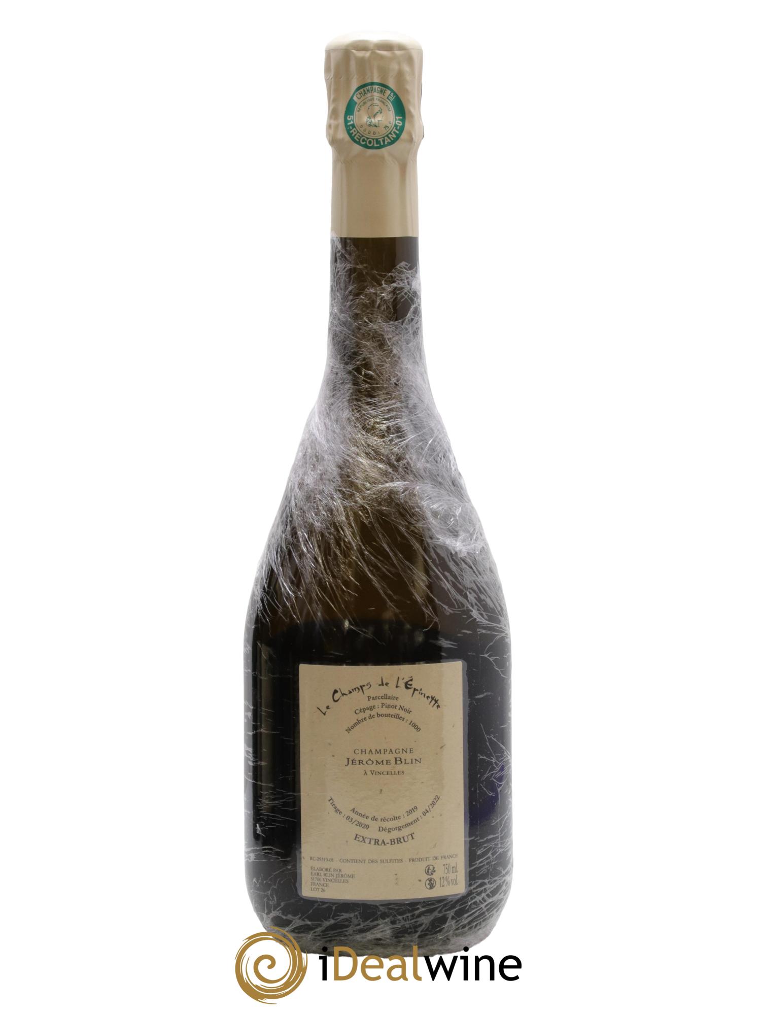 Champagne Le Champs de l'Epinette Jérôme Blin 2019 - Lot de 1 bouteille - 1