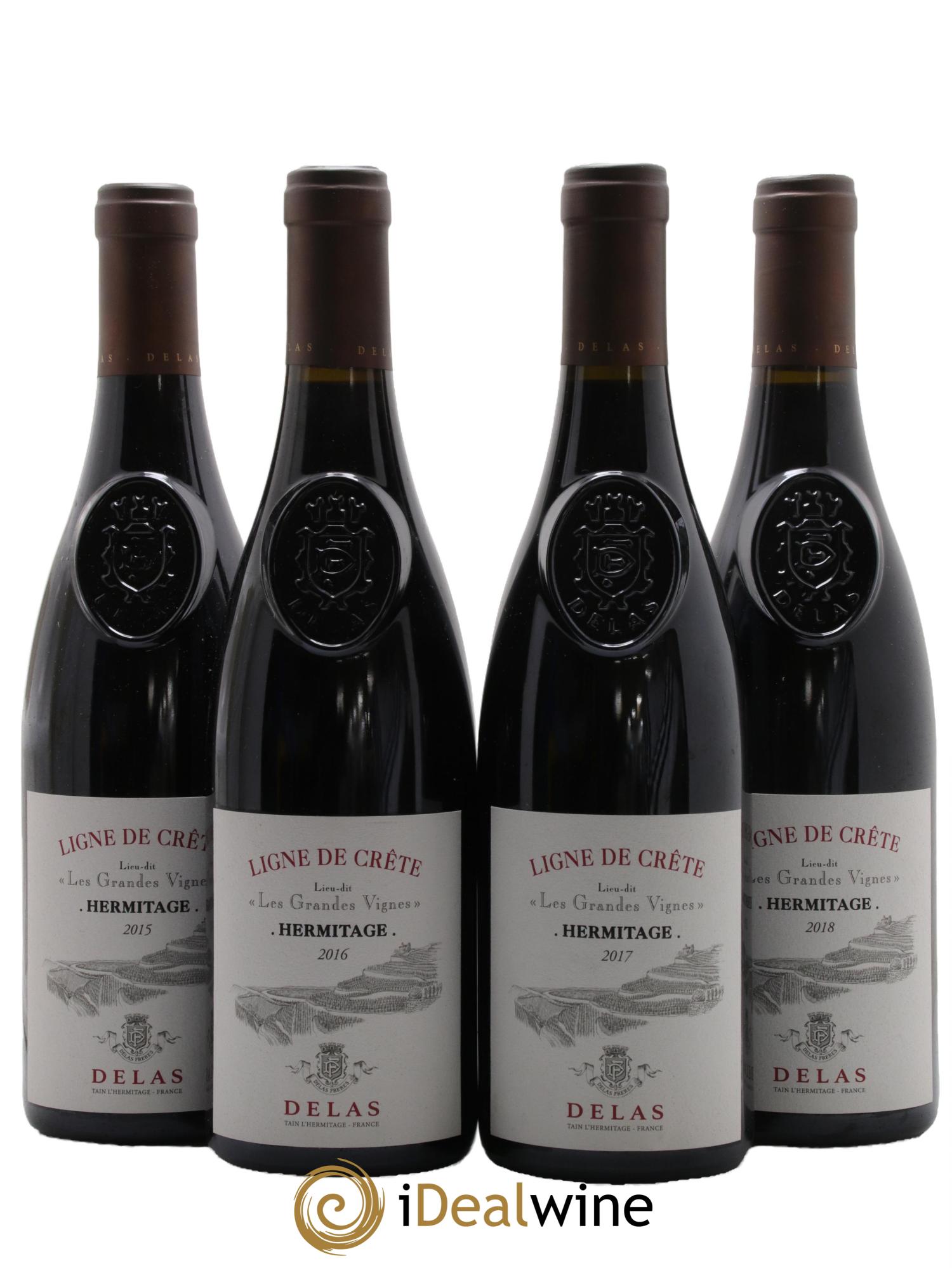 Hermitage Ligne de Crete Les Grandes Vignes Domaine Delas Freres 2015 2016 2017 2018 - Lot de 4 bouteilles - 0