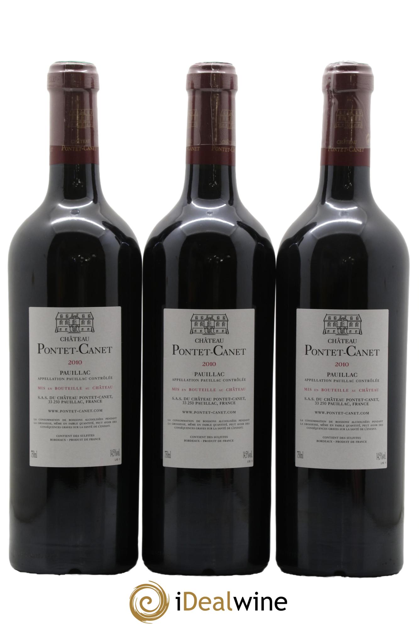 Château Pontet Canet 5ème Grand Cru Classé 2010 - Lot of 3 bottles - 1