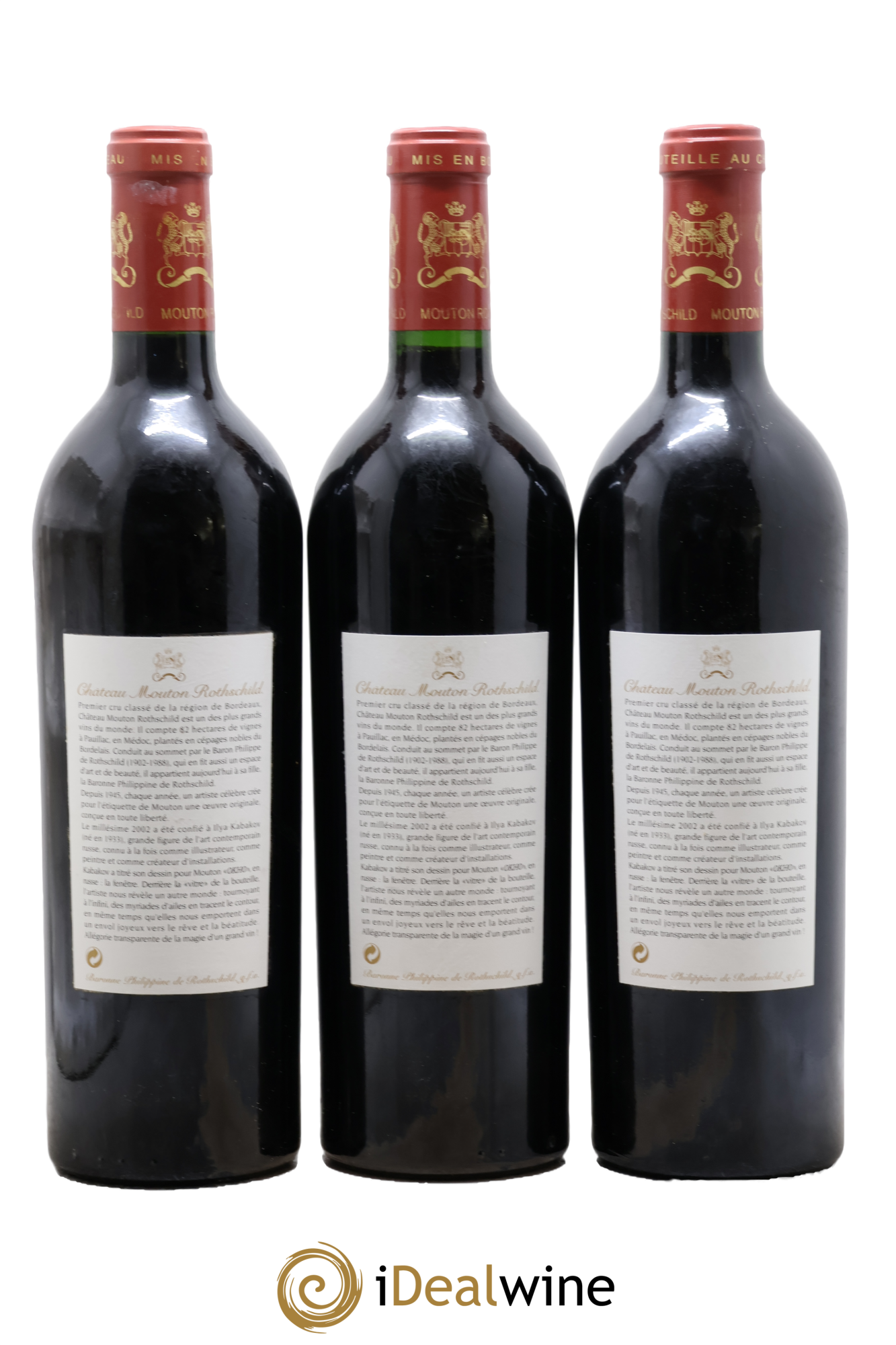 Château Mouton Rothschild 1er Grand Cru Classé 2002 - Lot de 3 bouteilles - 1