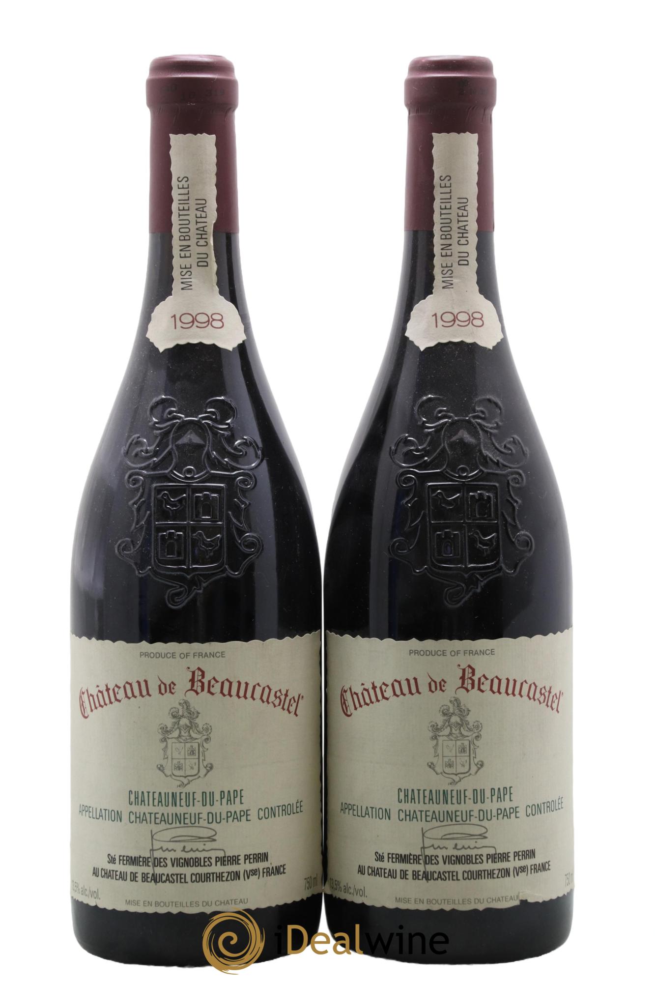 Châteauneuf-du-Pape Château de Beaucastel Famille Perrin 1998 - Lot de 2 bouteilles - 0