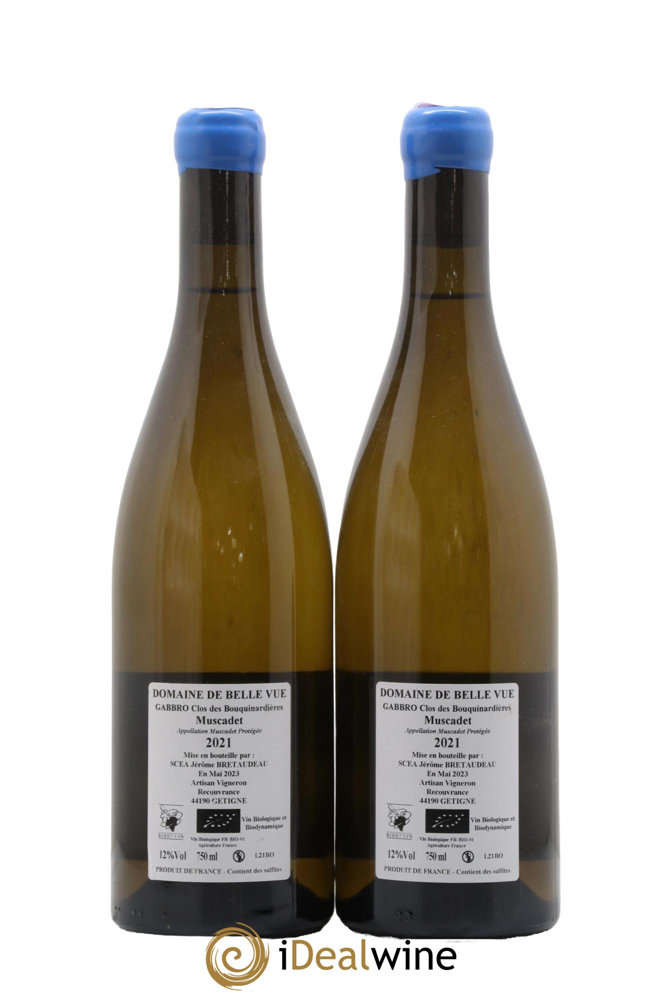 Muscadet-Sèvre-et-Maine Gabbro Clos des Bouquinardières Jérôme Bretaudeau - Domaine de Bellevue 2021 - Lot de 2 bouteilles - 1
