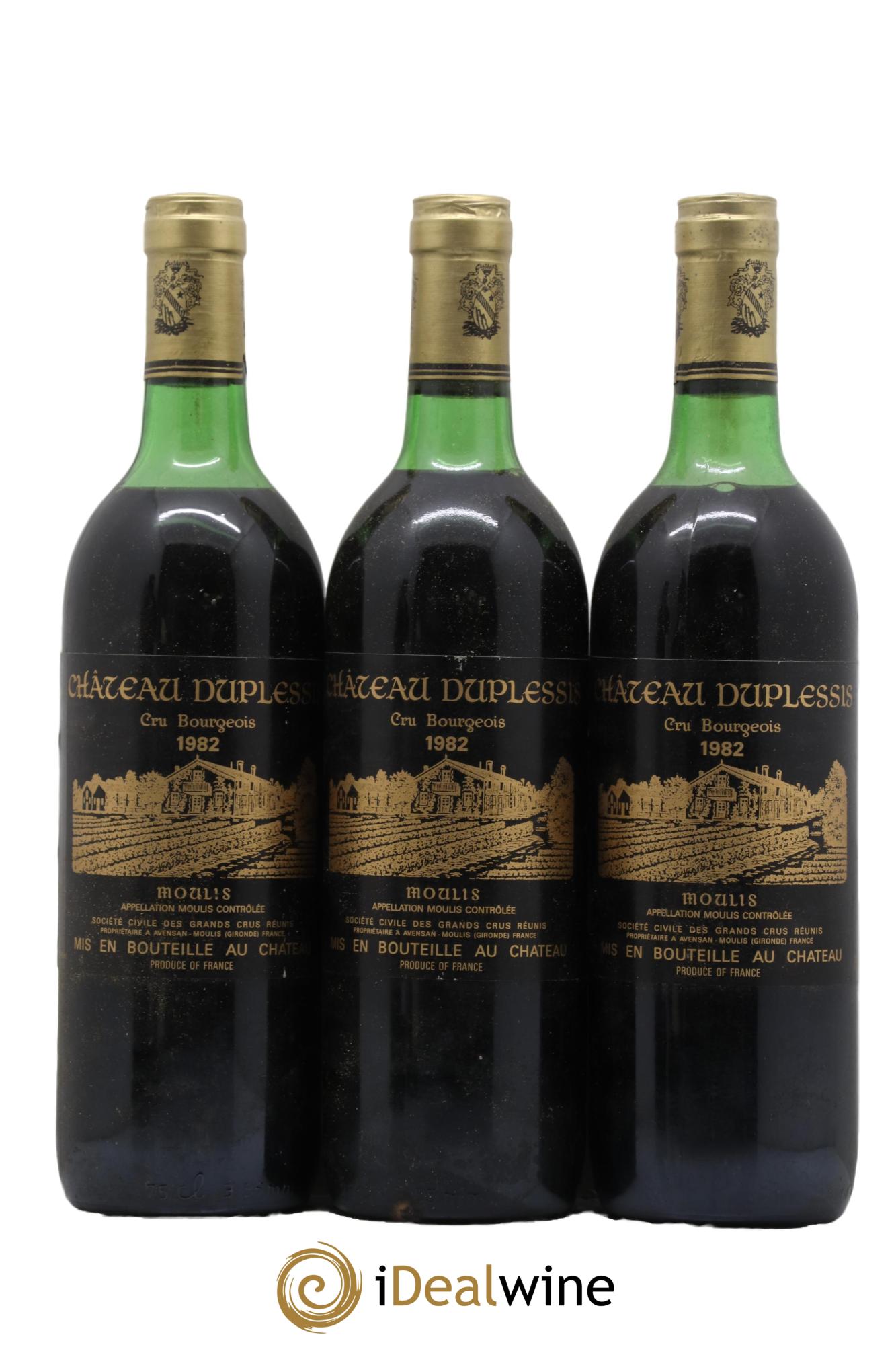 Château Duplessis Cru Bourgeois 1982 - Lot de 3 bouteilles - 0