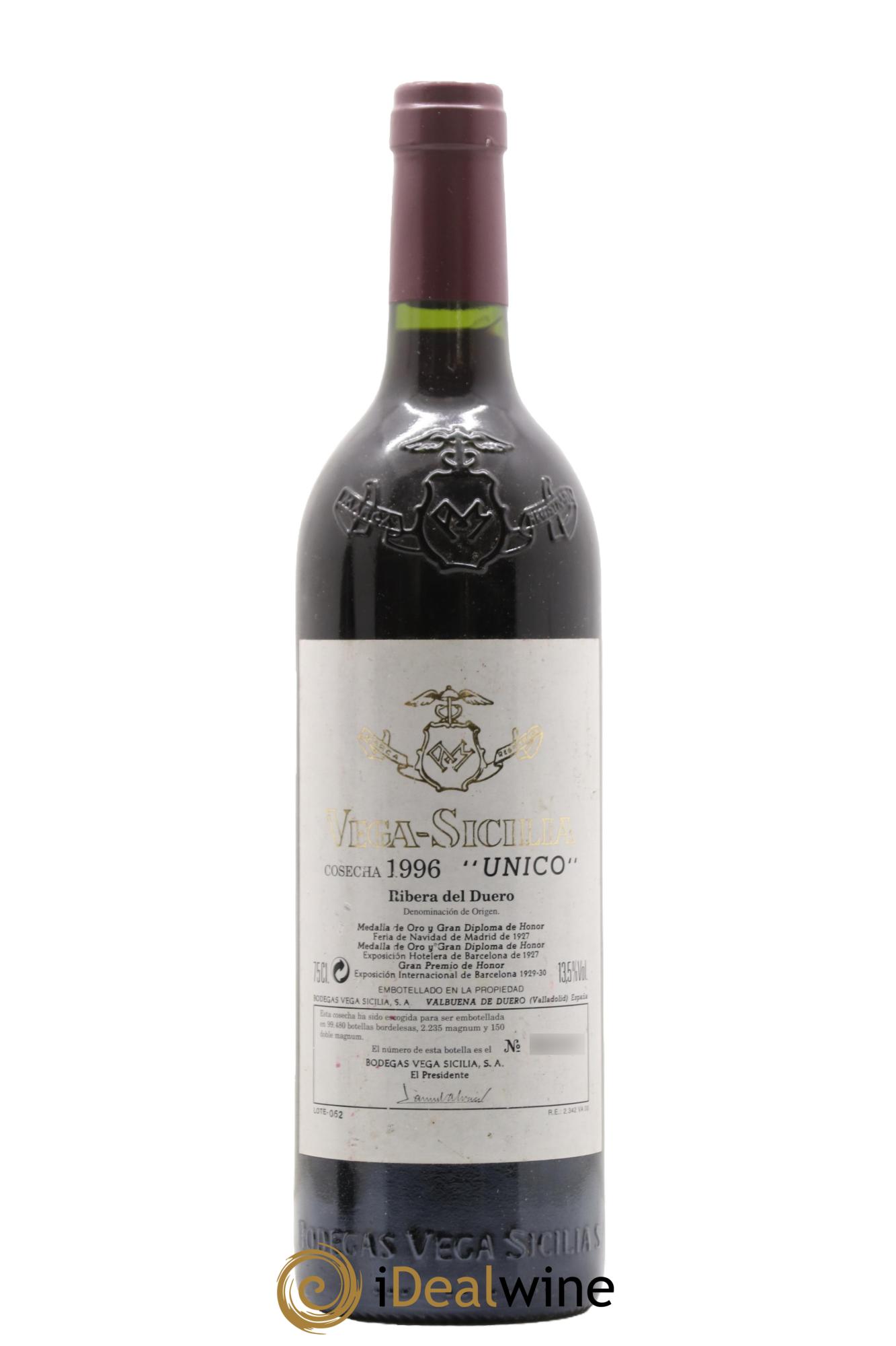 Ribera Del Duero DO Vega Sicilia Unico Famille Alvarez 1996 - Lot de 1 bouteille - 0