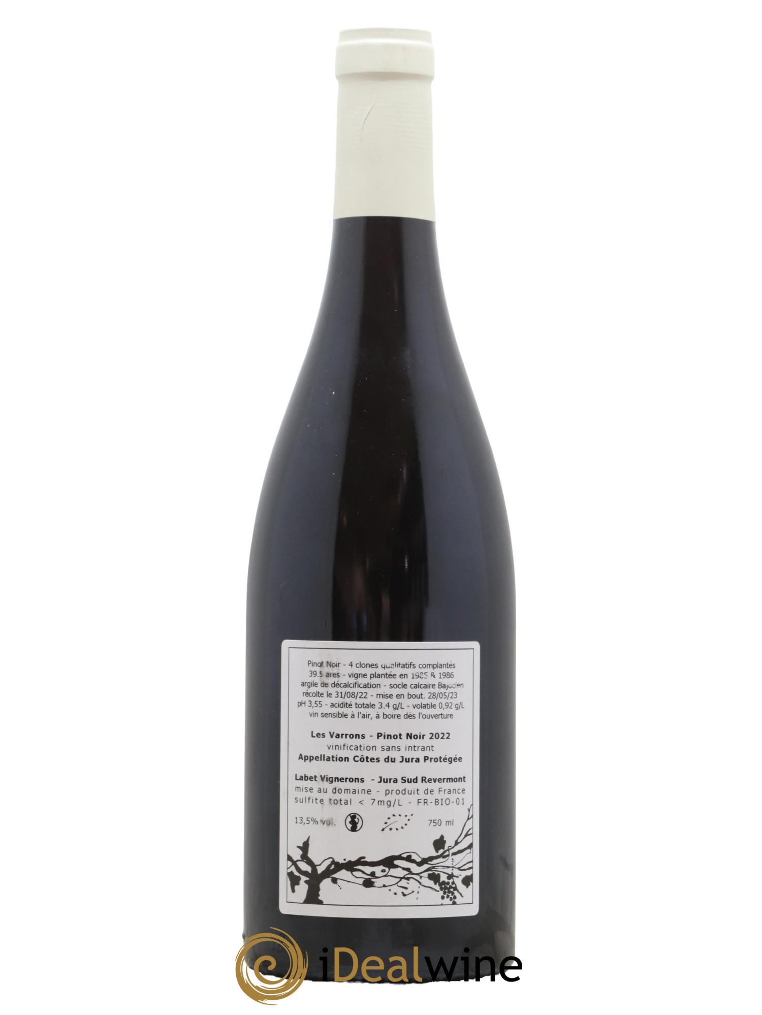 Côtes du Jura Pinot Noir Les Varrons Sélection Massale Romain - Julien - Charline Labet 2022 - Lot de 1 bouteille - 1