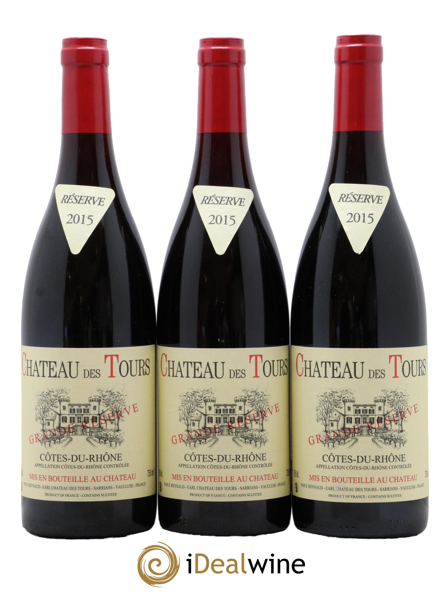 Côtes-du-Rhône Château des Tours Grande Réserve Emmanuel Reynaud 2015 - Lot de 3 bouteilles - 0