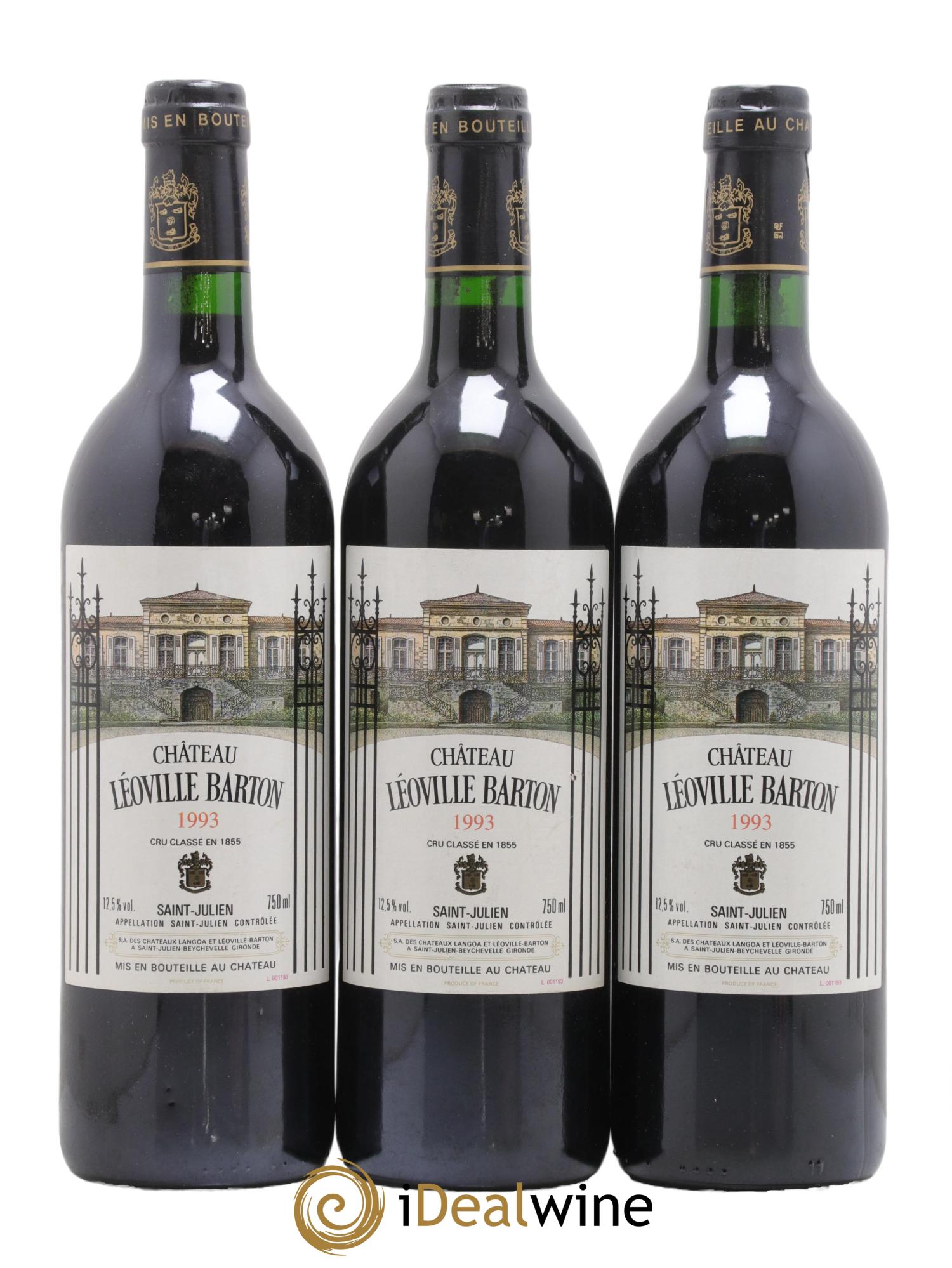 Château Léoville Barton 2ème Grand Cru Classé 1993 - Lot de 3 bouteilles - 0