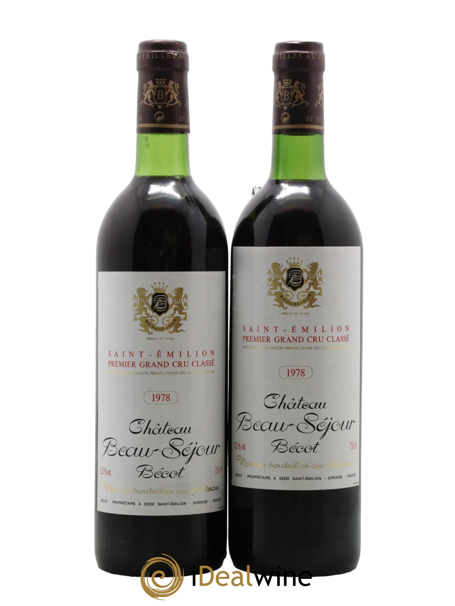 Château Beau-Séjour Bécot 1er Grand Cru Classé B 1978 - Lot de 2 bouteilles - 0