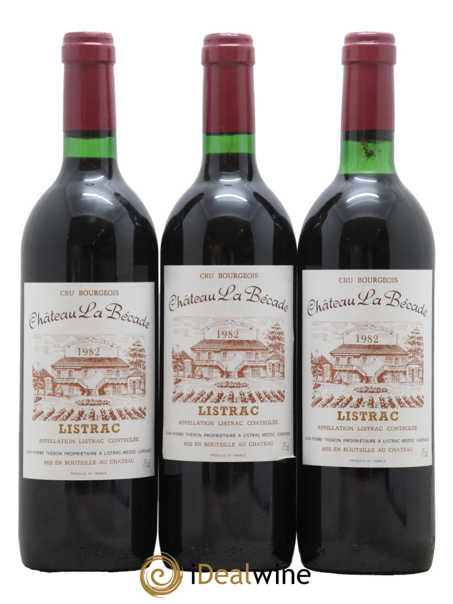 Listrac Chateau La Becade 1982 - Lot de 3 bouteilles - 0