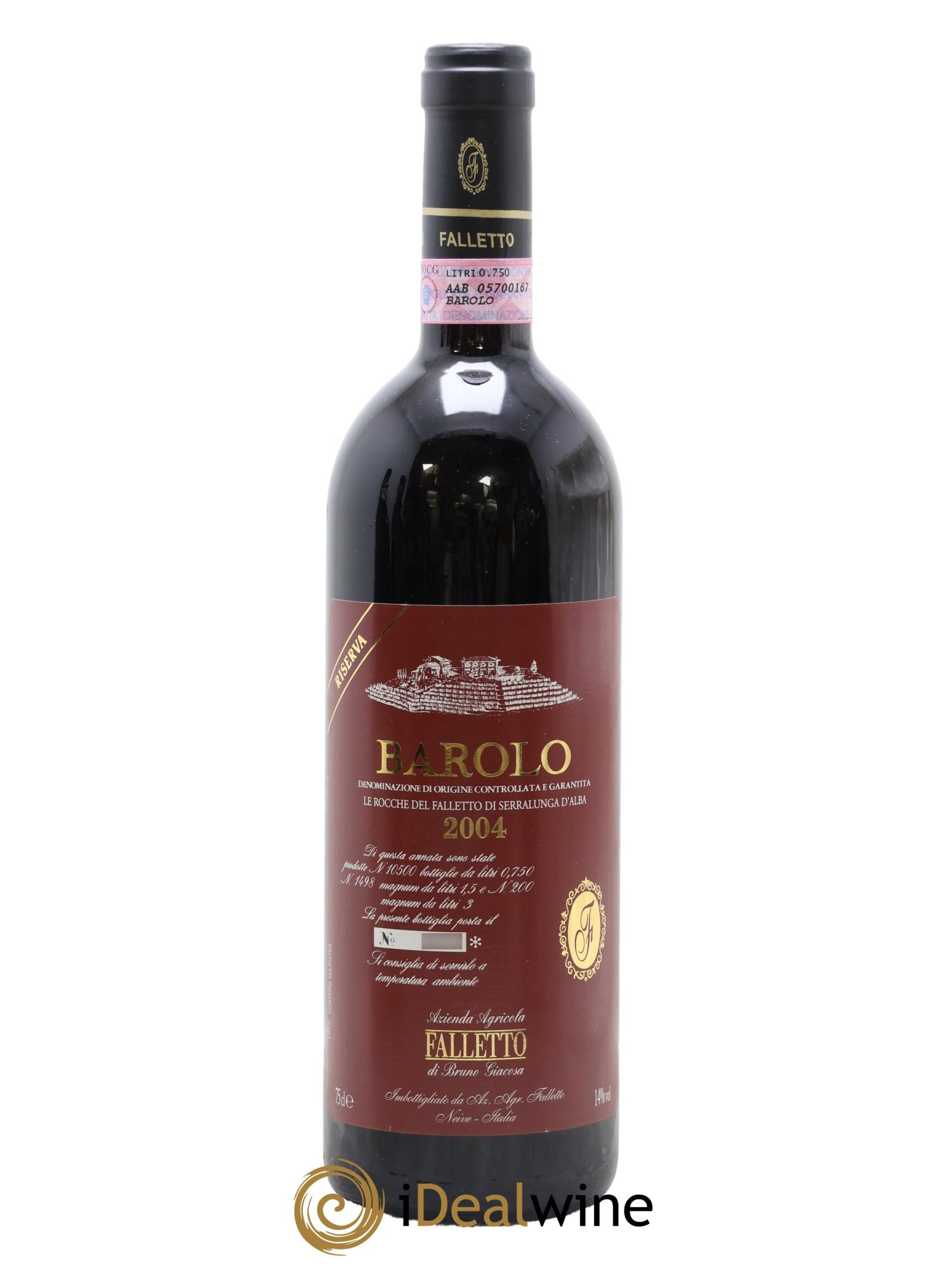 Barolo DOCG Riserva Le Rocche del Falletto Falletto - Bruno Giacosa 2004 - Posten von 1 Flasche - 0