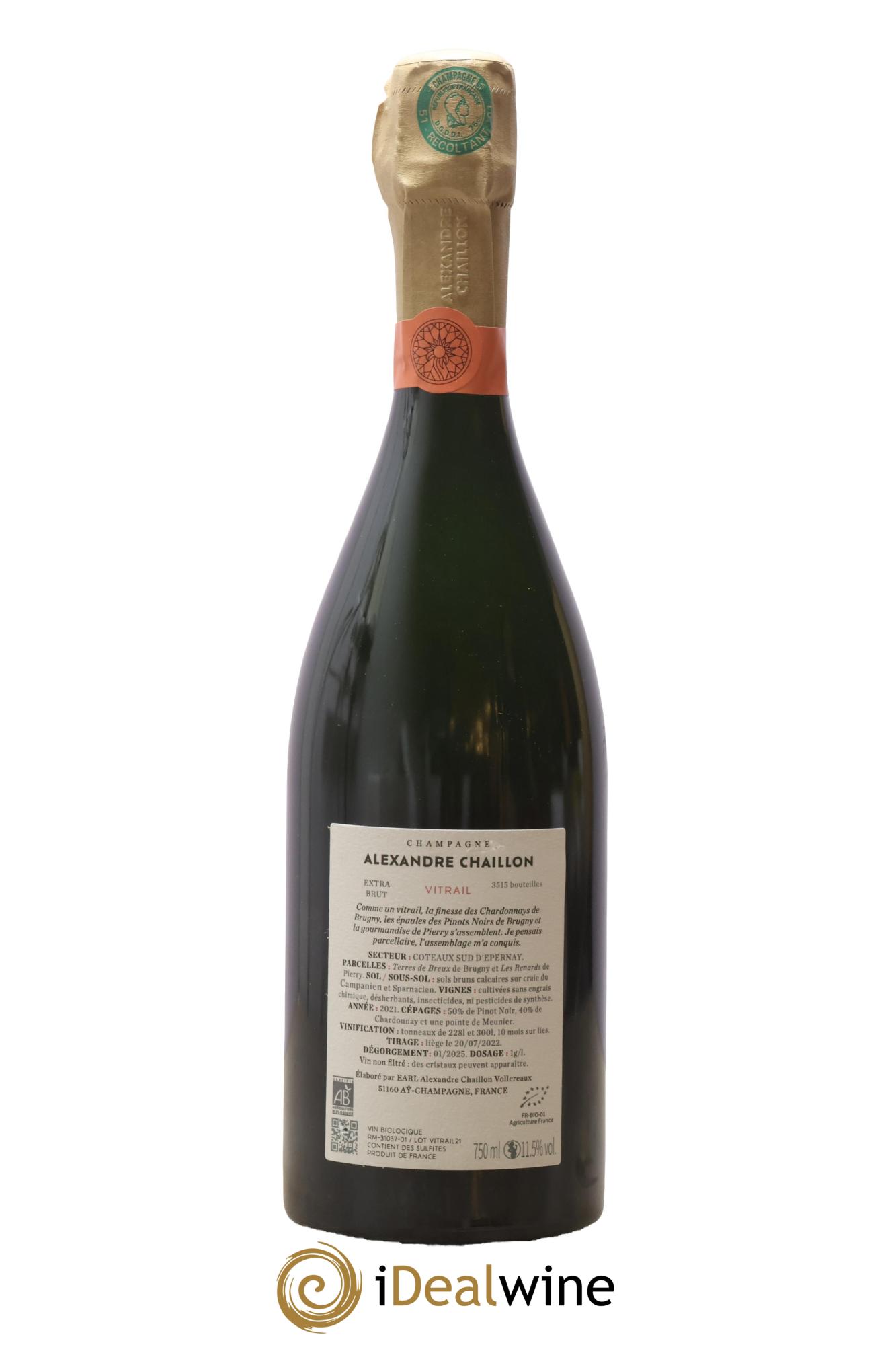 Extra Brut Vitrail Alexandre Chaillon 2021 - Lot of 1 bottle - 1