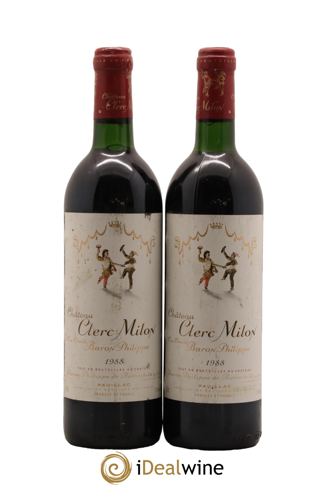 Château Clerc Milon 5ème Grand Cru Classé 1988 - Lot de 2 bouteilles - 0