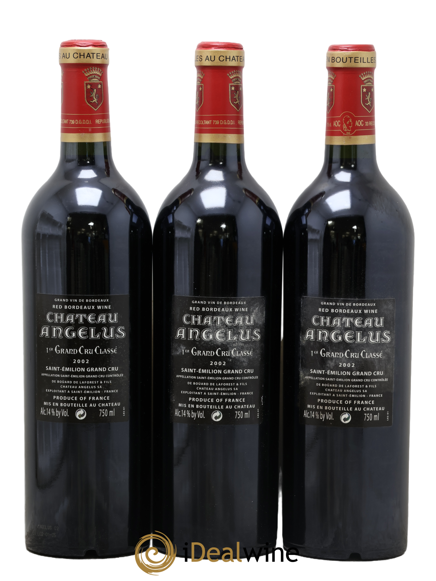 Château Angélus 1er Grand Cru Classé A 2002 - Lot de 3 bouteilles - 1