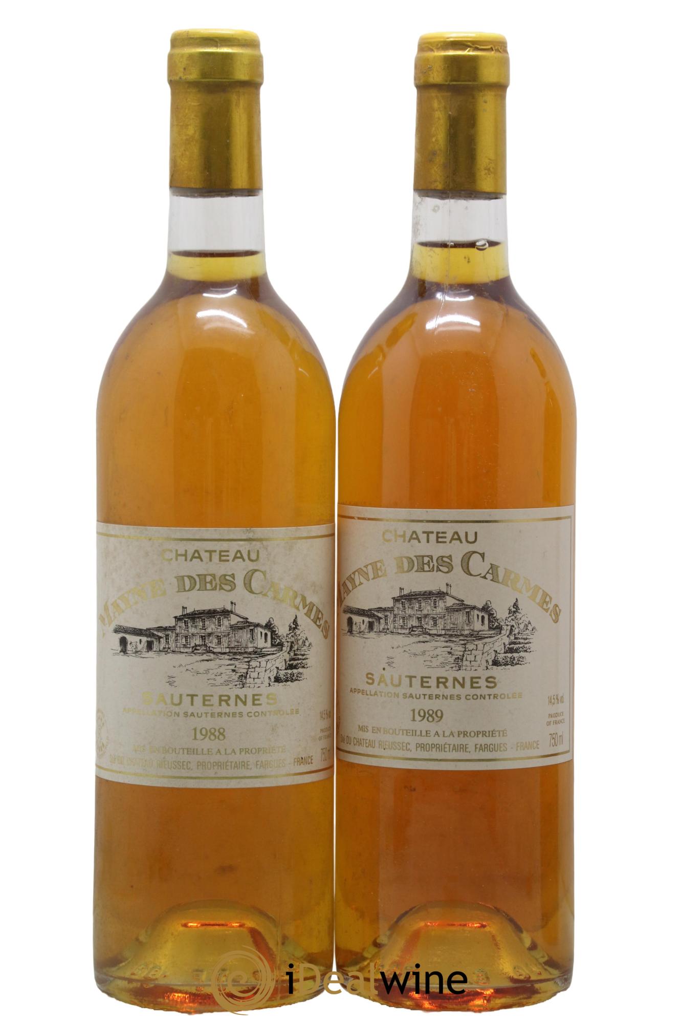 Sauternes Château Mayne des Carmes 1988 - Lot de 2 bouteilles - 0