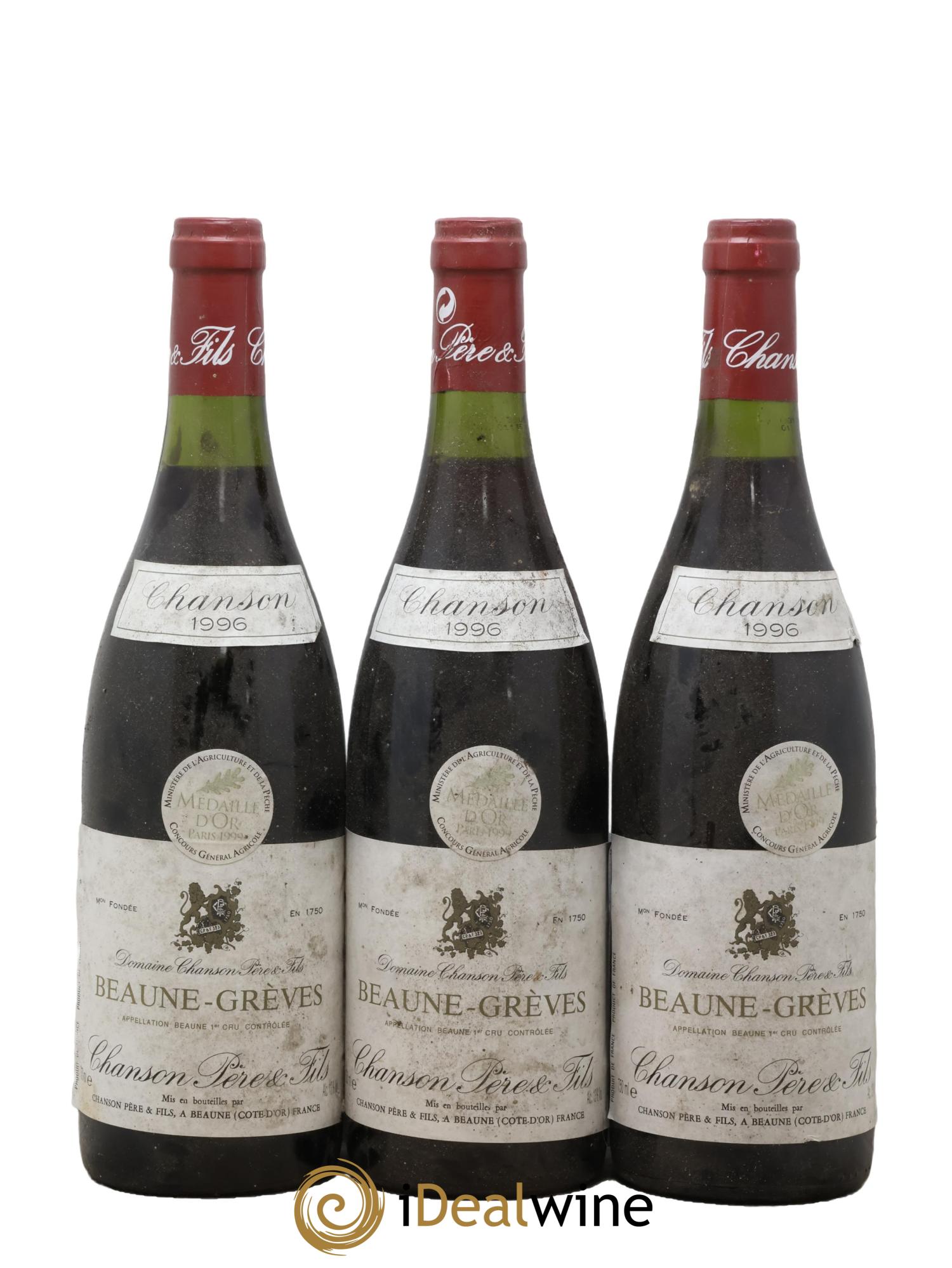 Beaune 1er Cru Grèves Chanson 1996 - Lotto di 3 bottiglie - 0