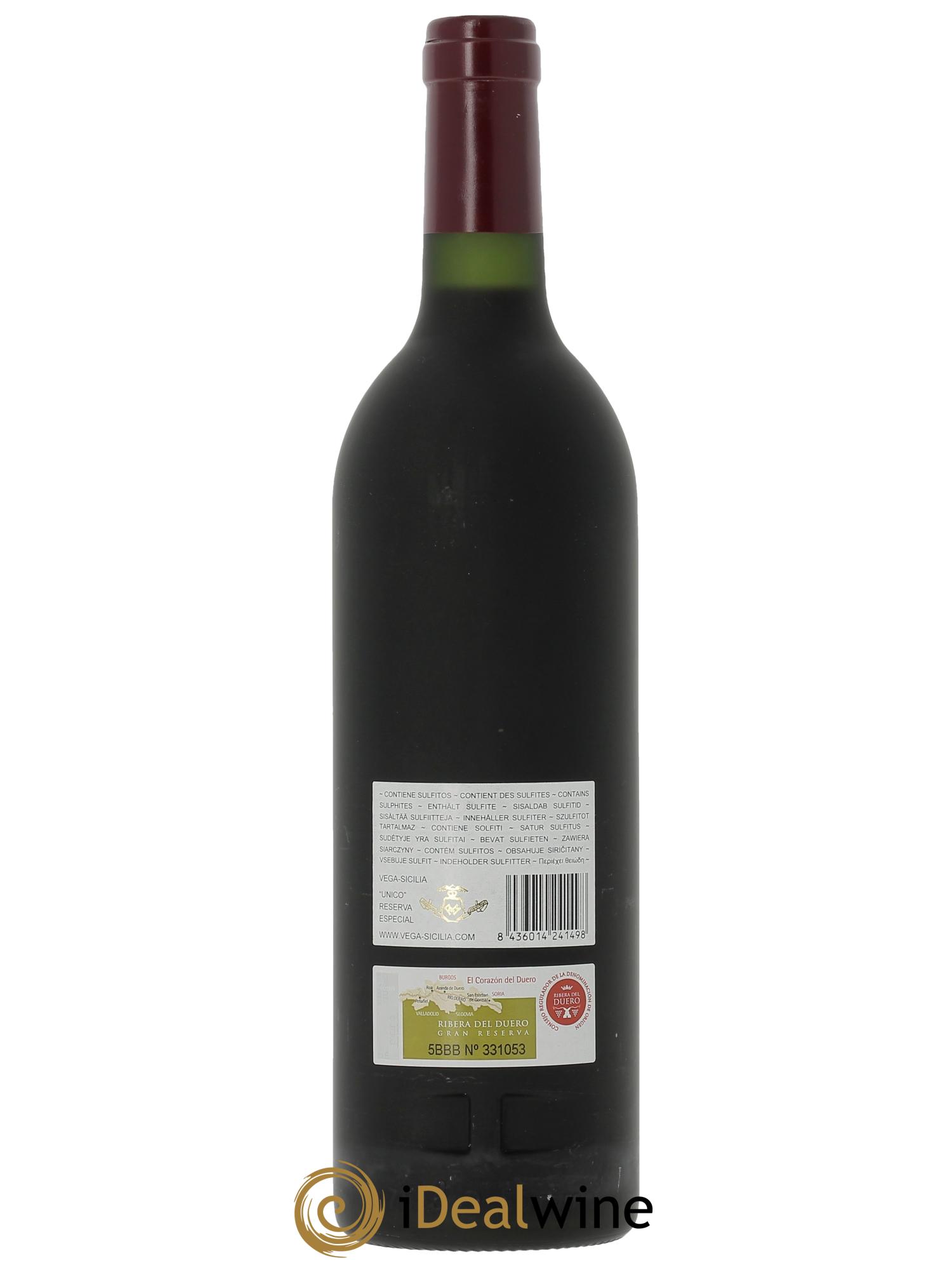 Ribera Del Duero Vega Sicilia Unico Reserva Especial Famille Alvarez  - Lot de 1 bouteille - 1