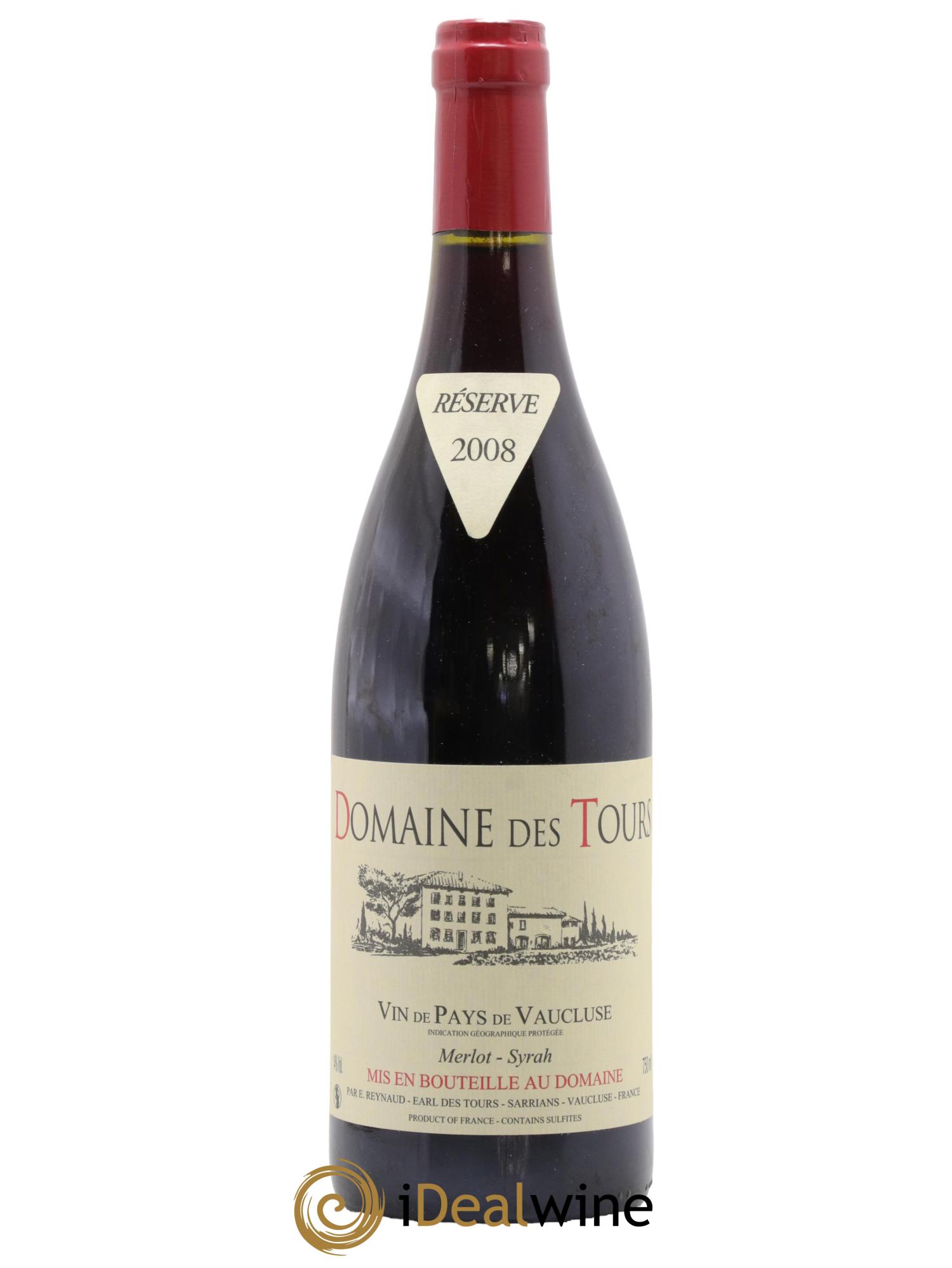 Vaucluse Domaine des Tours Merlot-Syrah Emmanuel Reynaud 2008 - Lot de 1 bouteille - 0