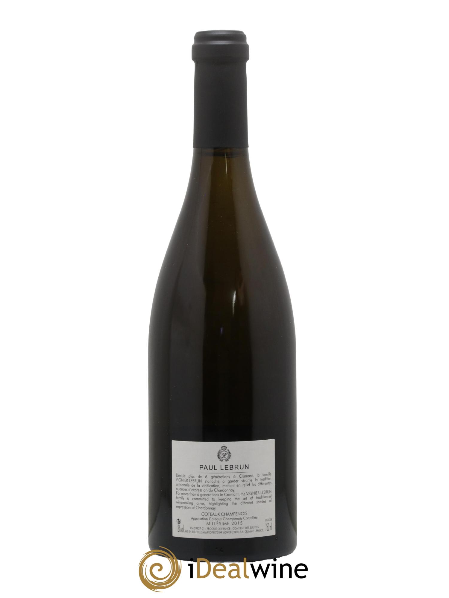 Coteaux Champenois Domaine Paul Lebrun 2015 - Lot de 1 bouteille - 1