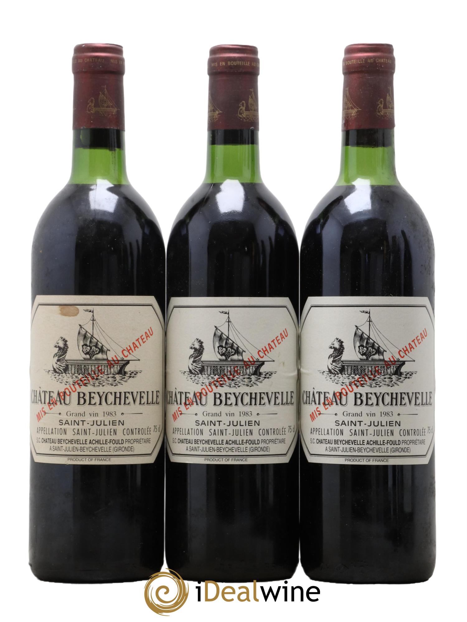 Château Beychevelle 4ème Grand Cru Classé 1983 - Lot de 3 bouteilles - 0