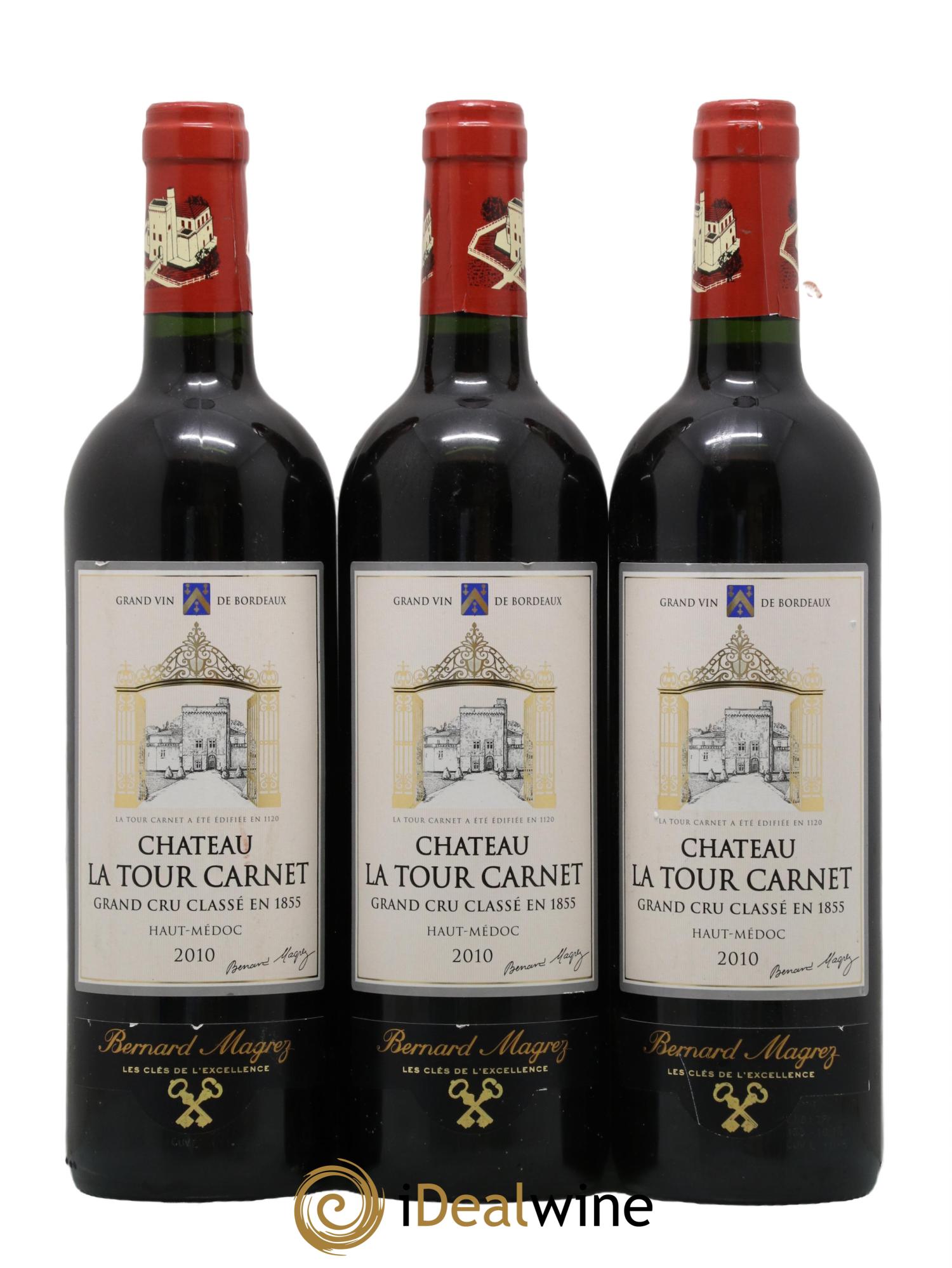 Château la Tour Carnet 4ème Grand Cru Classé 2010 - Lot de 3 bouteilles - 0