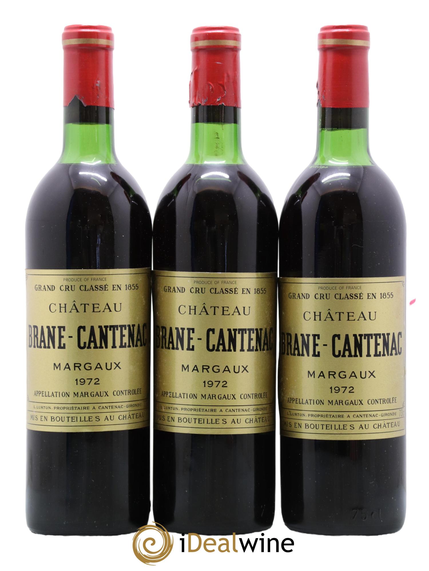 Château Brane Cantenac 2ème Grand Cru Classé 1972 - Lot de 3 bouteilles - 0