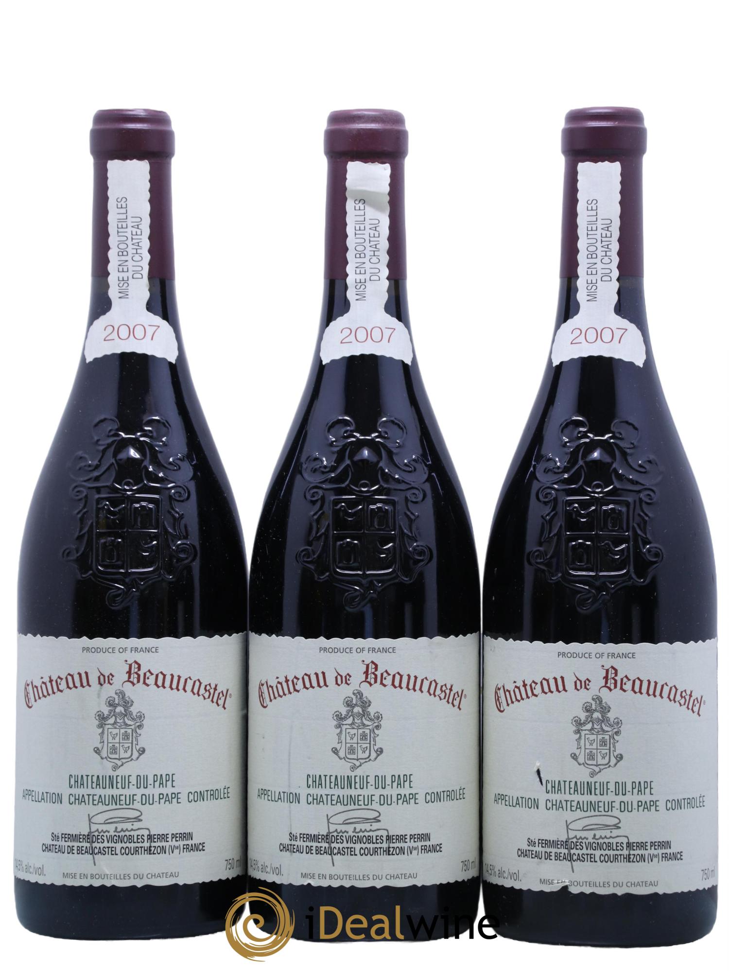 Châteauneuf-du-Pape Château de Beaucastel Famille Perrin 2007 - Lot de 3 bouteilles - 0