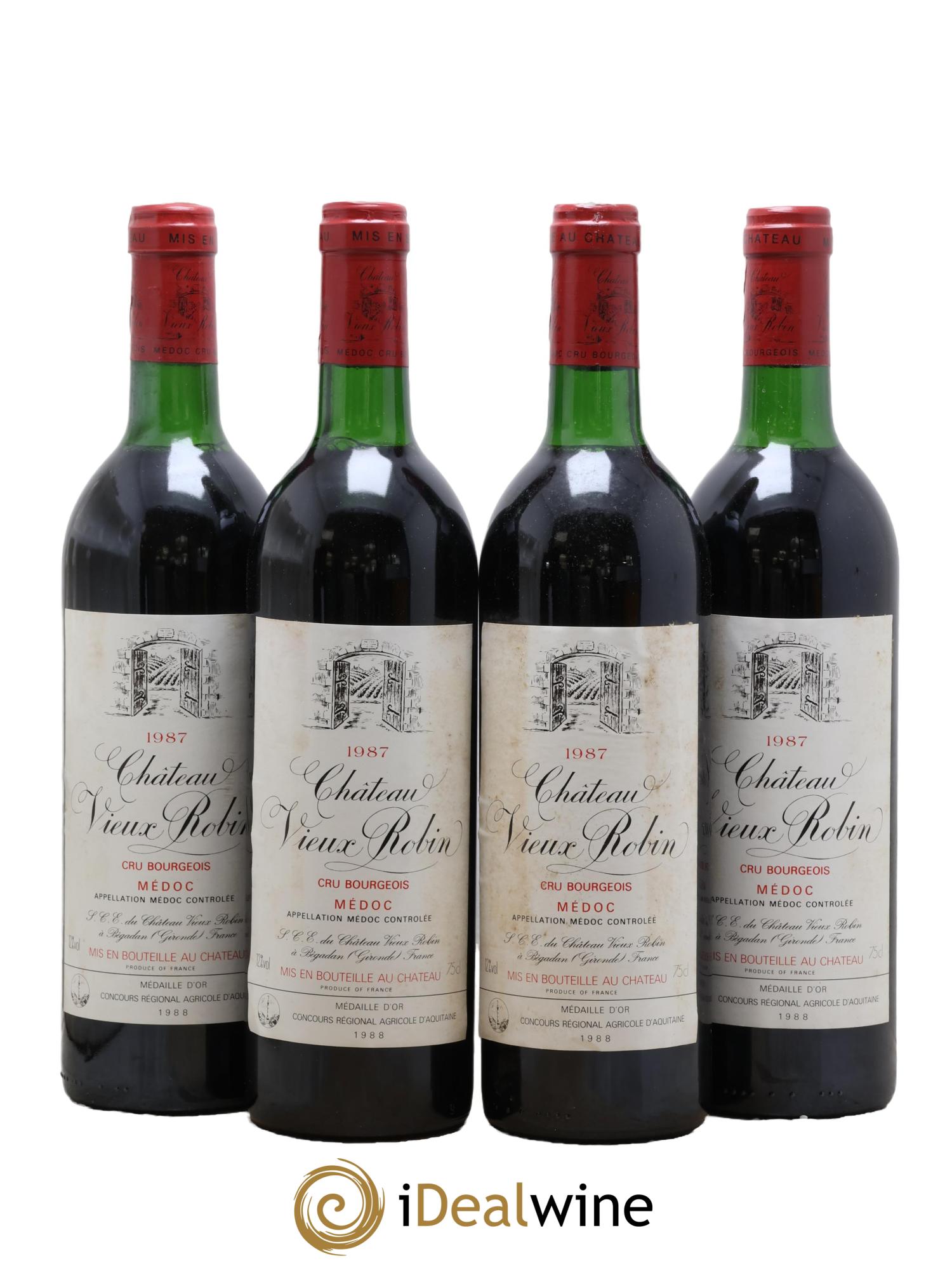 Château Vieux Robin Cru Bourgeois 1987 - Lot de 4 bouteilles - 0