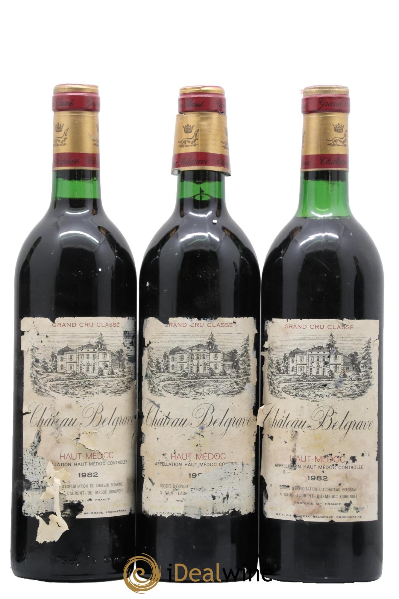 Château Belgrave 5ème Grand Cru Classé 1982 - Lot de 3 bouteilles - 0