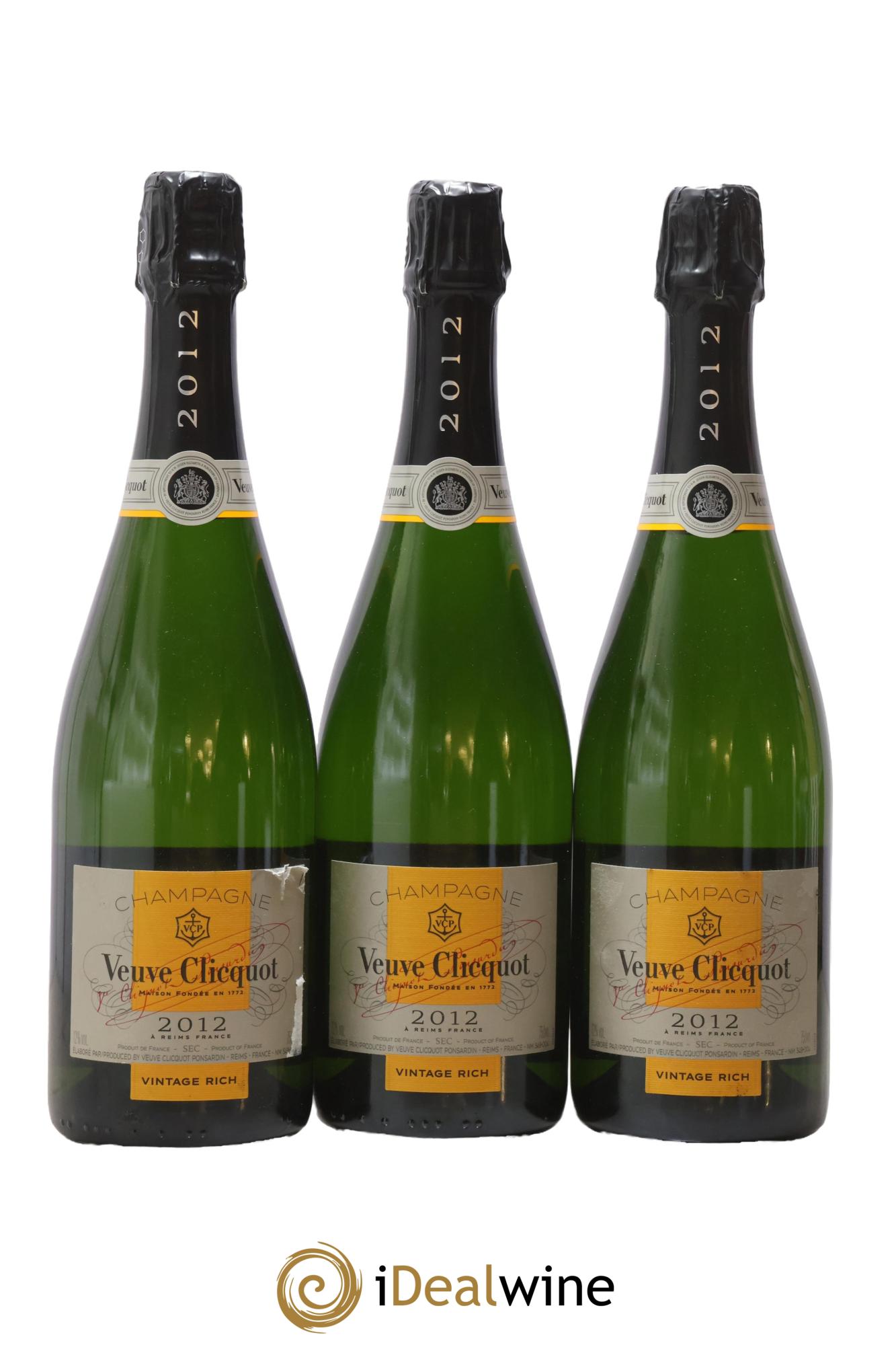 Champagne Vintage Rich Veuve Clicquot 2012 - Lot of 3 bottles - 0