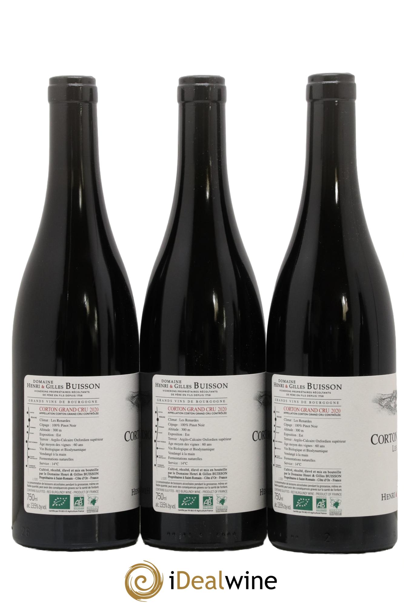 Corton Grand Cru Les Renardes Henri et Gilles Buisson (Domaine)  2020 - Lot de 3 bouteilles - 1