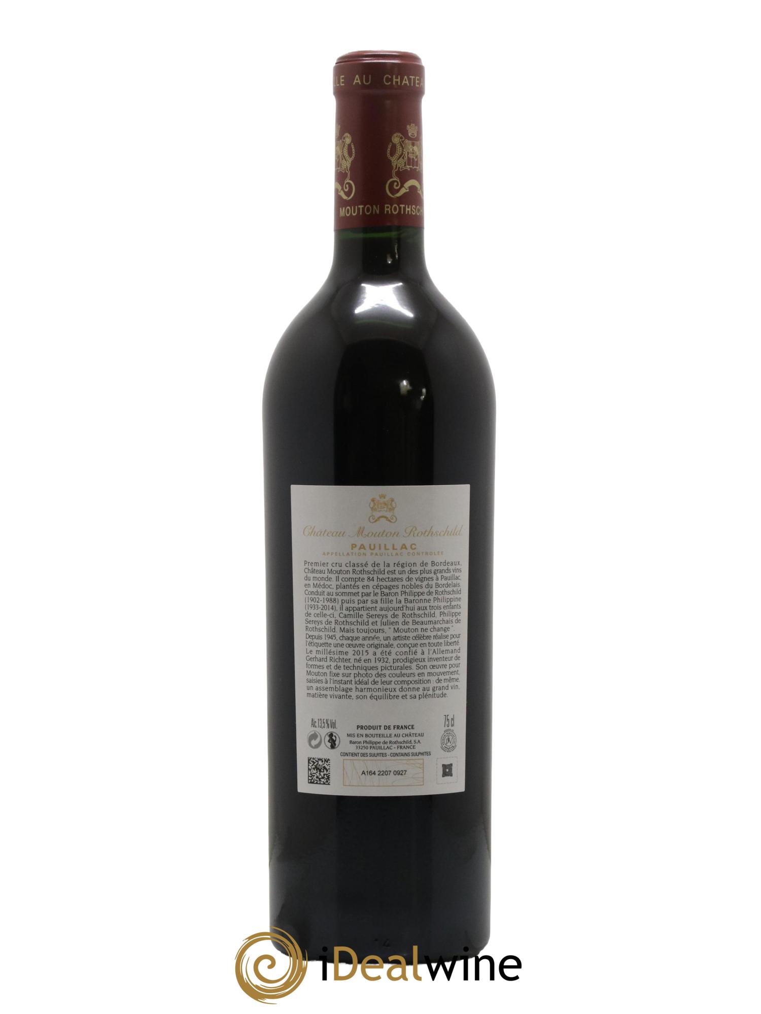 Château Mouton Rothschild 1er Grand Cru Classé 2015 - Lot de 1 bouteille - 1