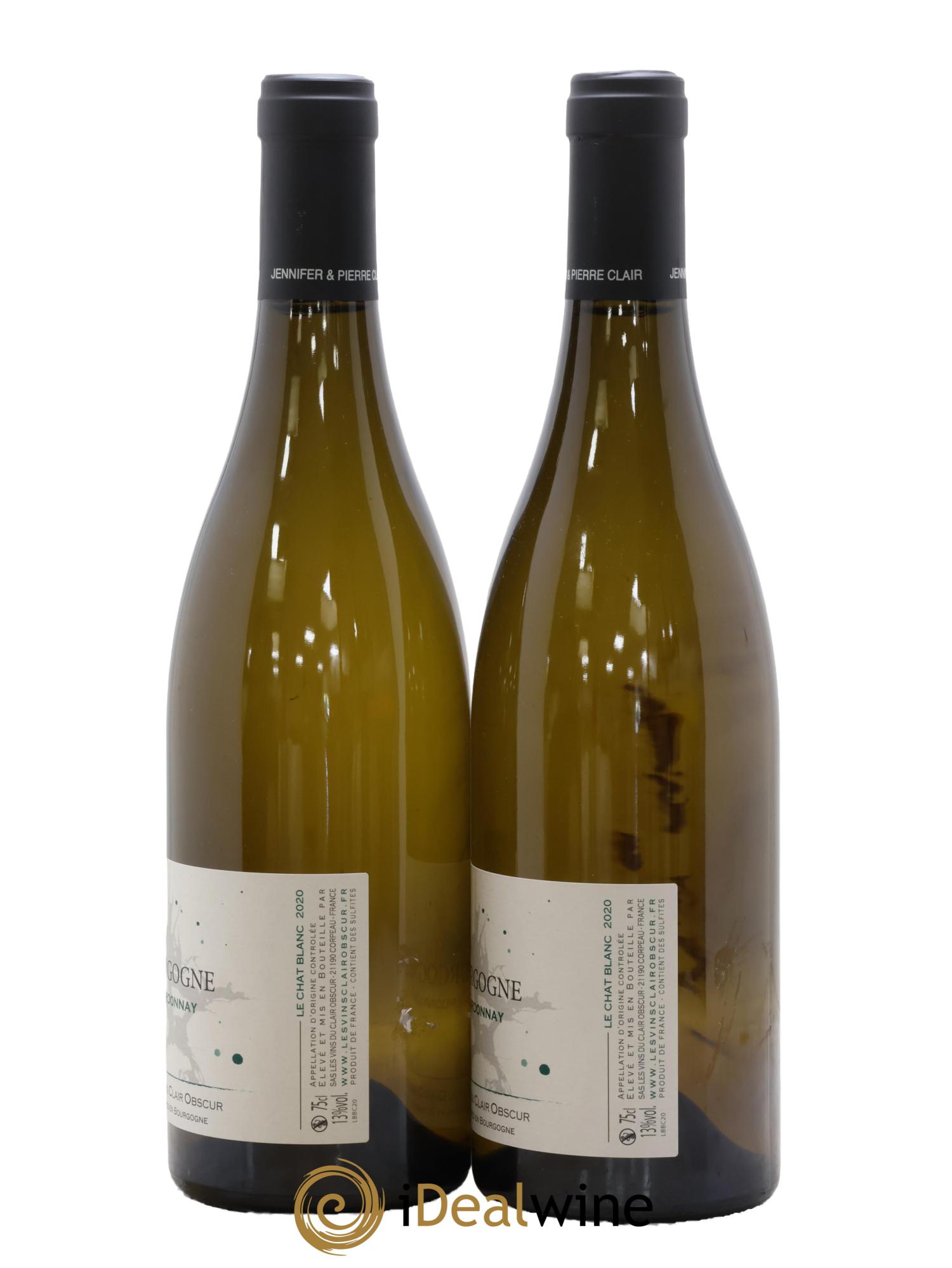 Bourgogne Chardonnay Domaine Clair Obscur Le chat blanc 2020 - Lot de 2 bouteilles - 1