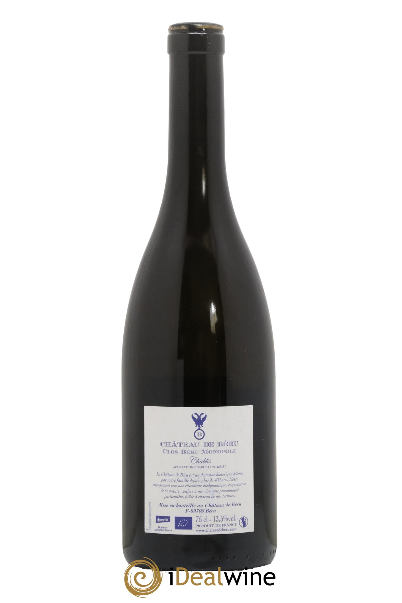Chablis Clos Béru Monopole Château de Béru 2018 - Lot de 1 bouteille - 1