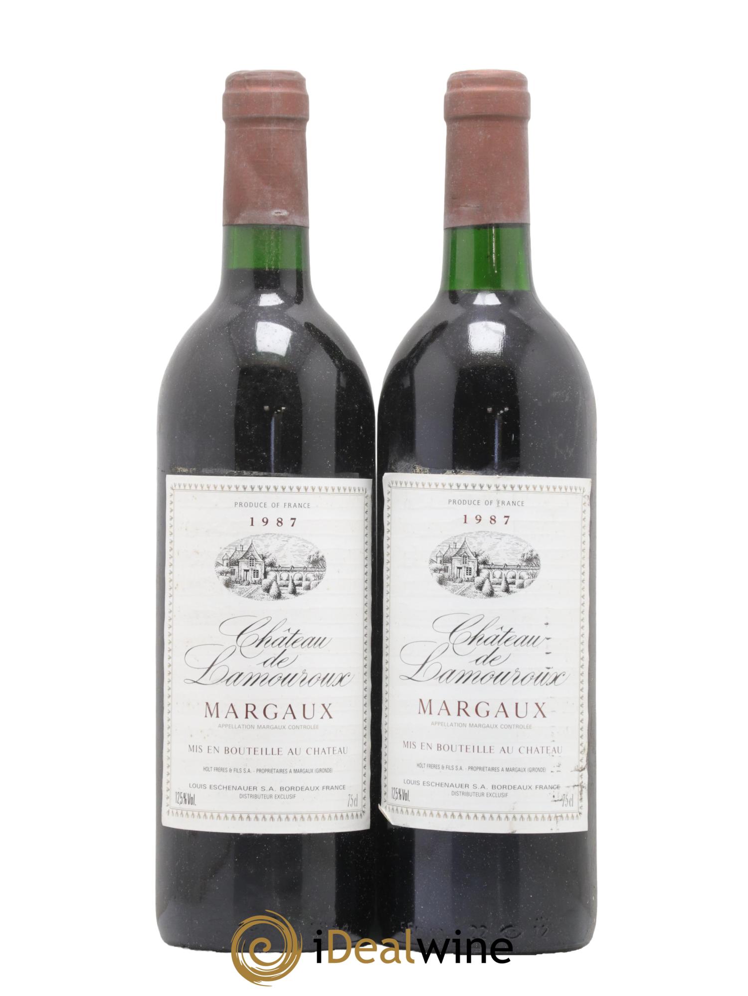 Bordeaux Margaux Chateau de Lamouroux 1987 - Lot de 2 bouteilles - 0